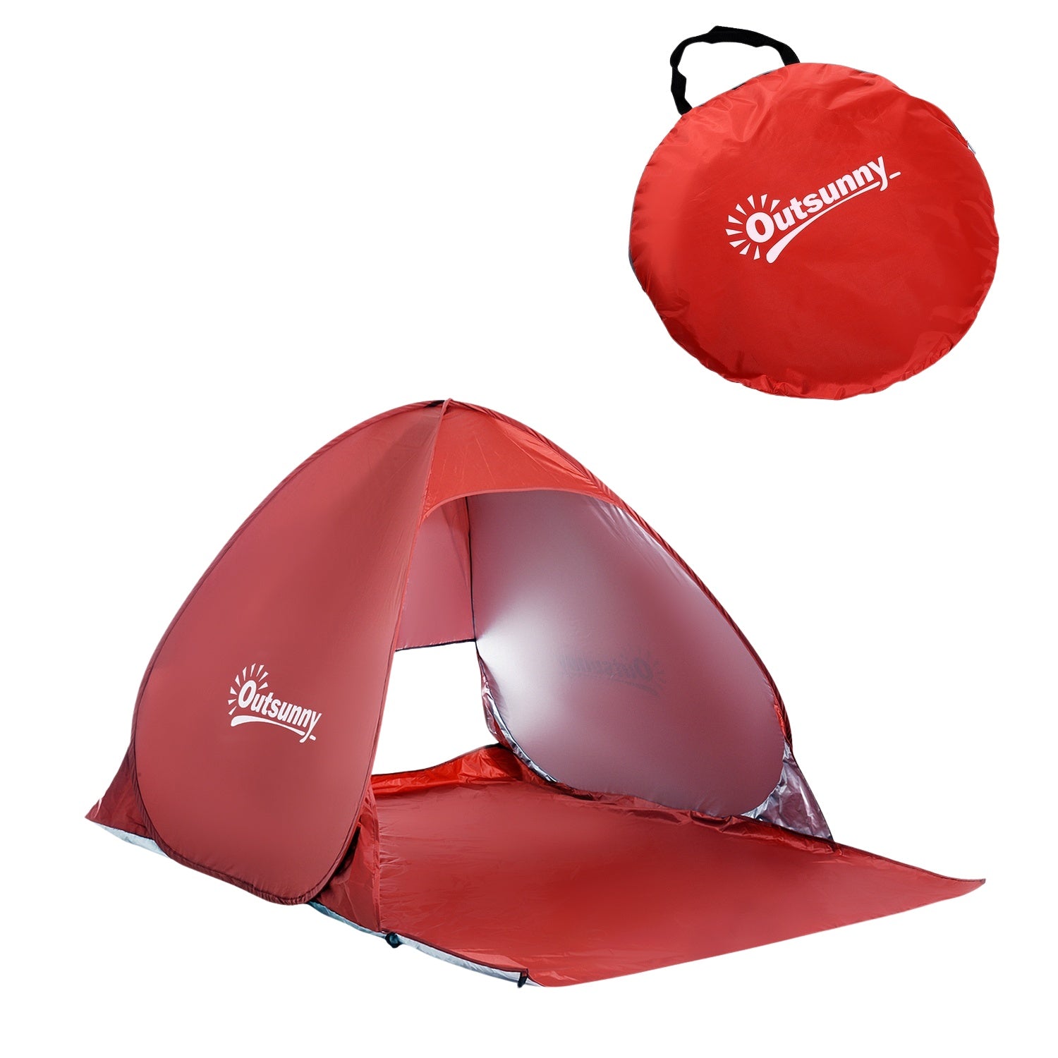 Snabbmontering Pop-Up strandtält, rött, 200x150x119cm