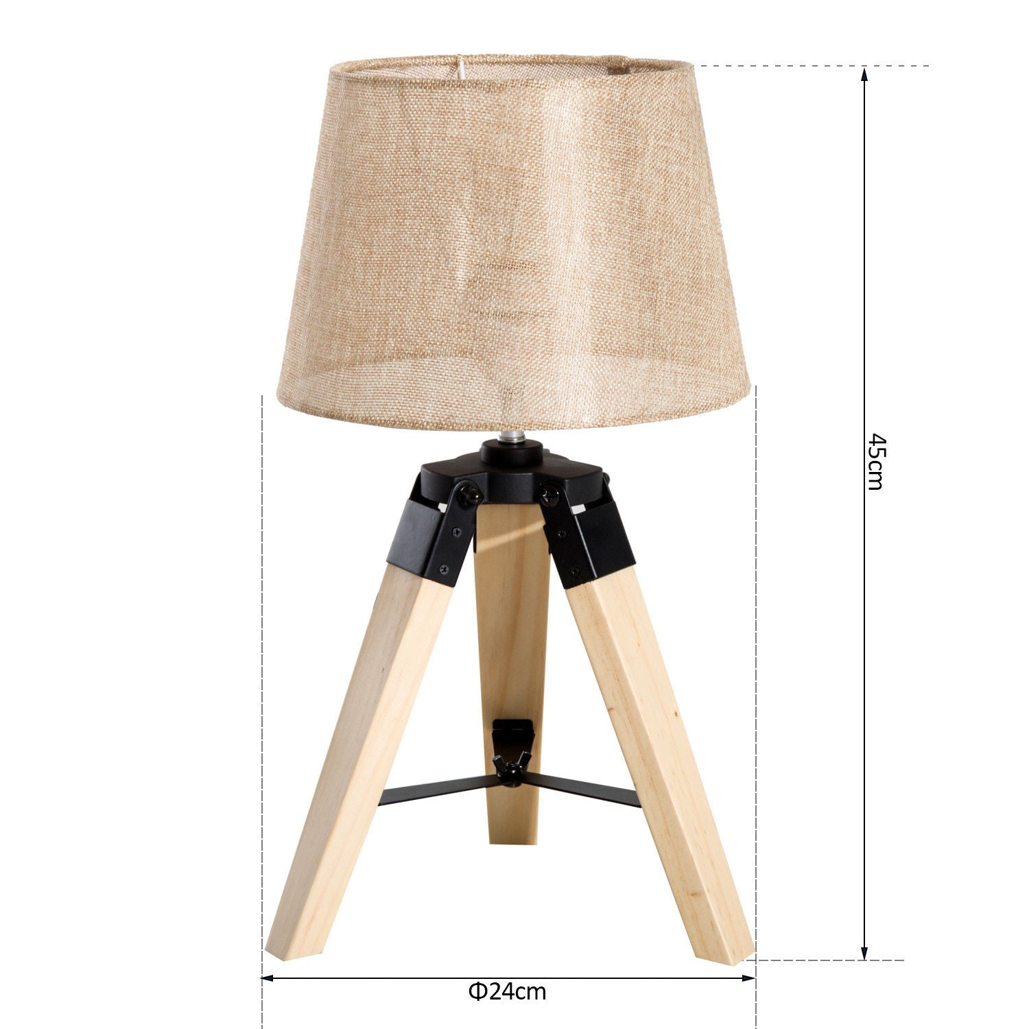 Sängbordslampa, beige linnelook, 45cm