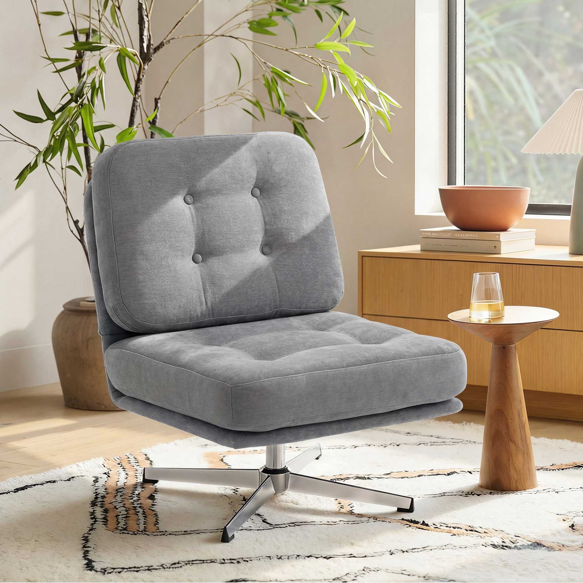 Snurrfåtölj, chenilletyg, 70 cm sits