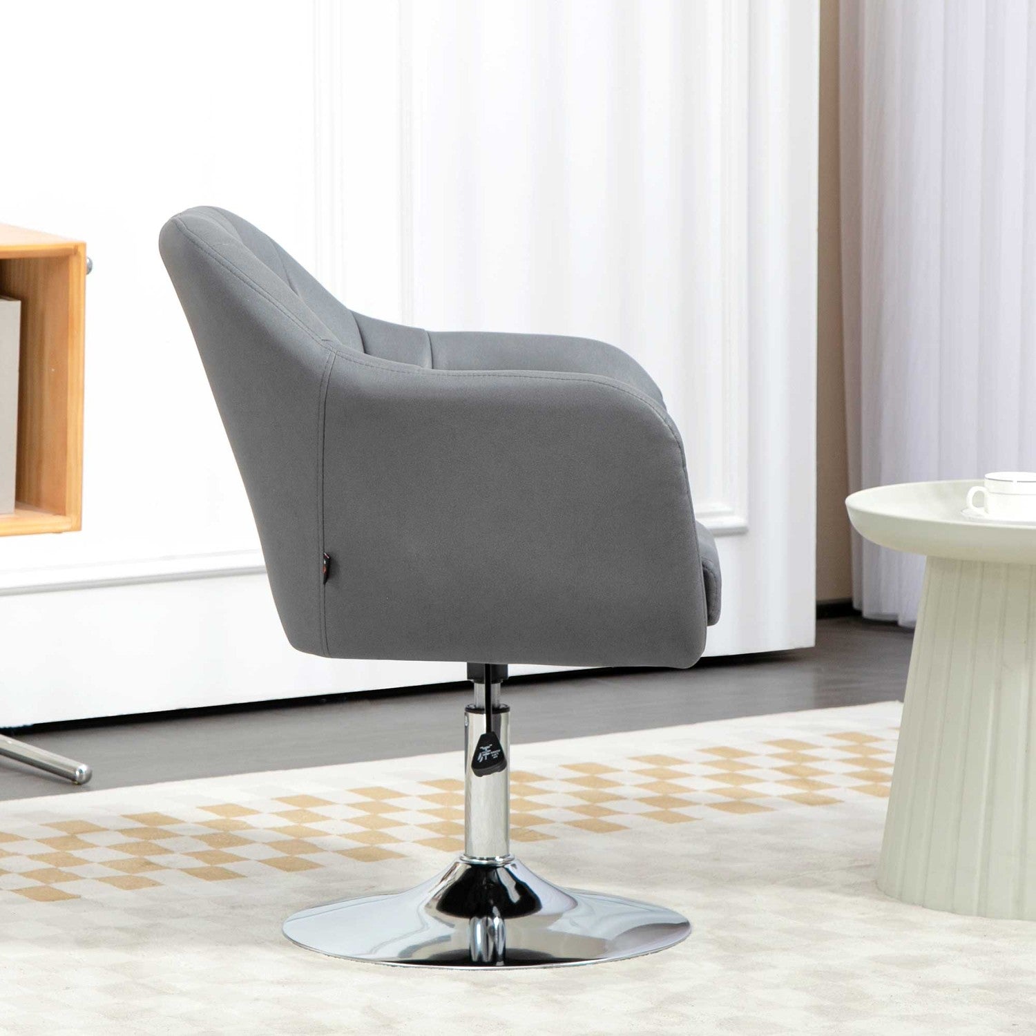 Snurrstol, höj- och sänkbar kontorsstol, polyester, metall, 60 x 60 x 79-91 cm, mörkgrå