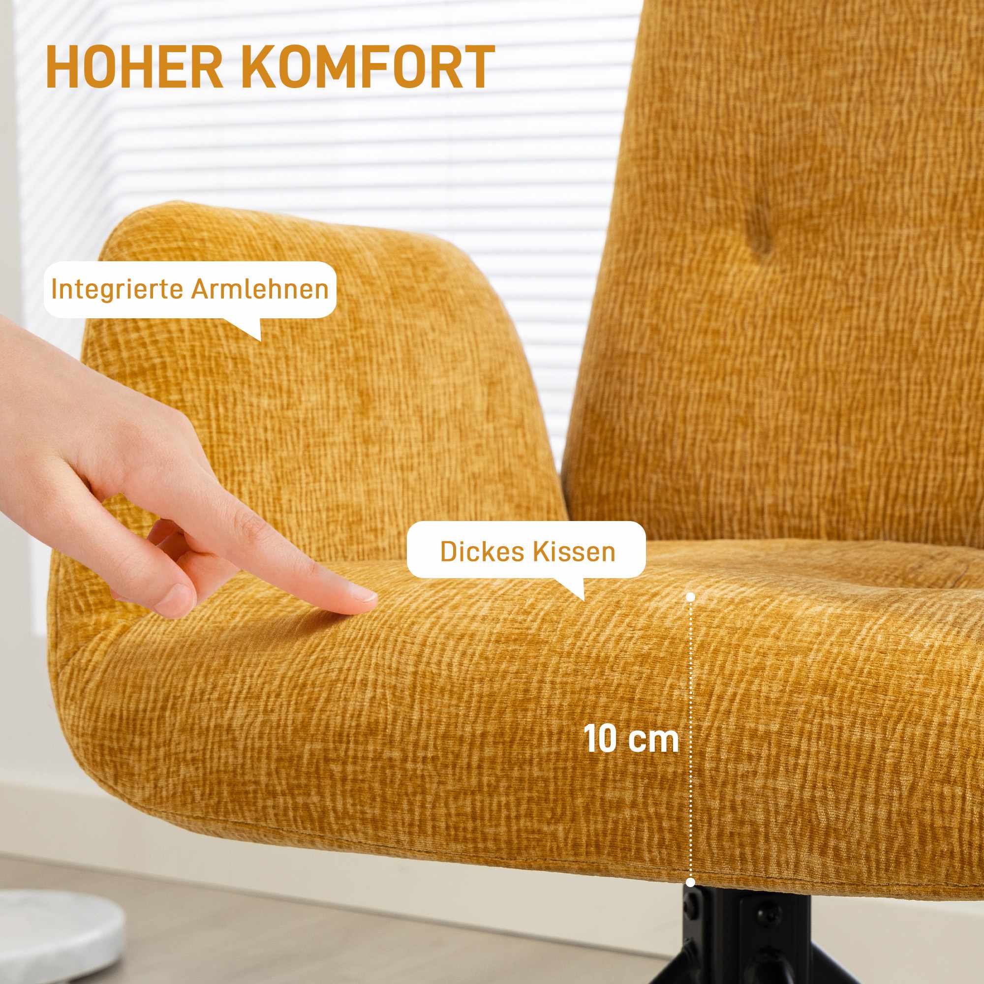 Snurrstol, modern design, gul, 120 kg kapacitet