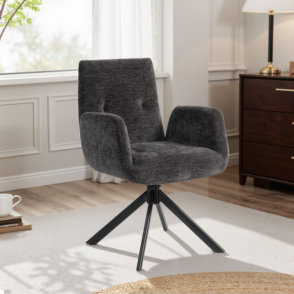 Otočná židle, moderní design, černá, nosnost 120 kg