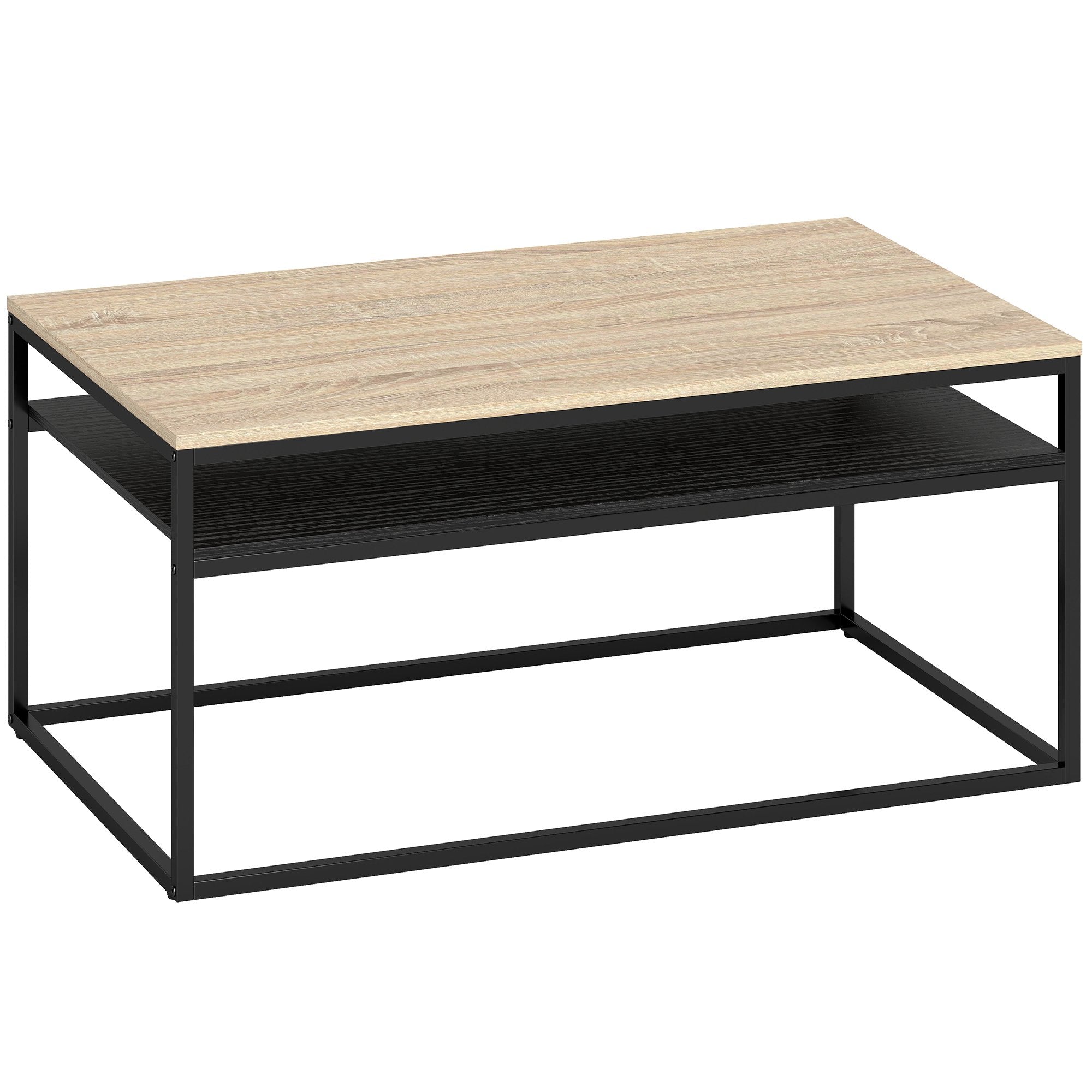 Soffbord med hyllplan, eklook och svart, 100 cm