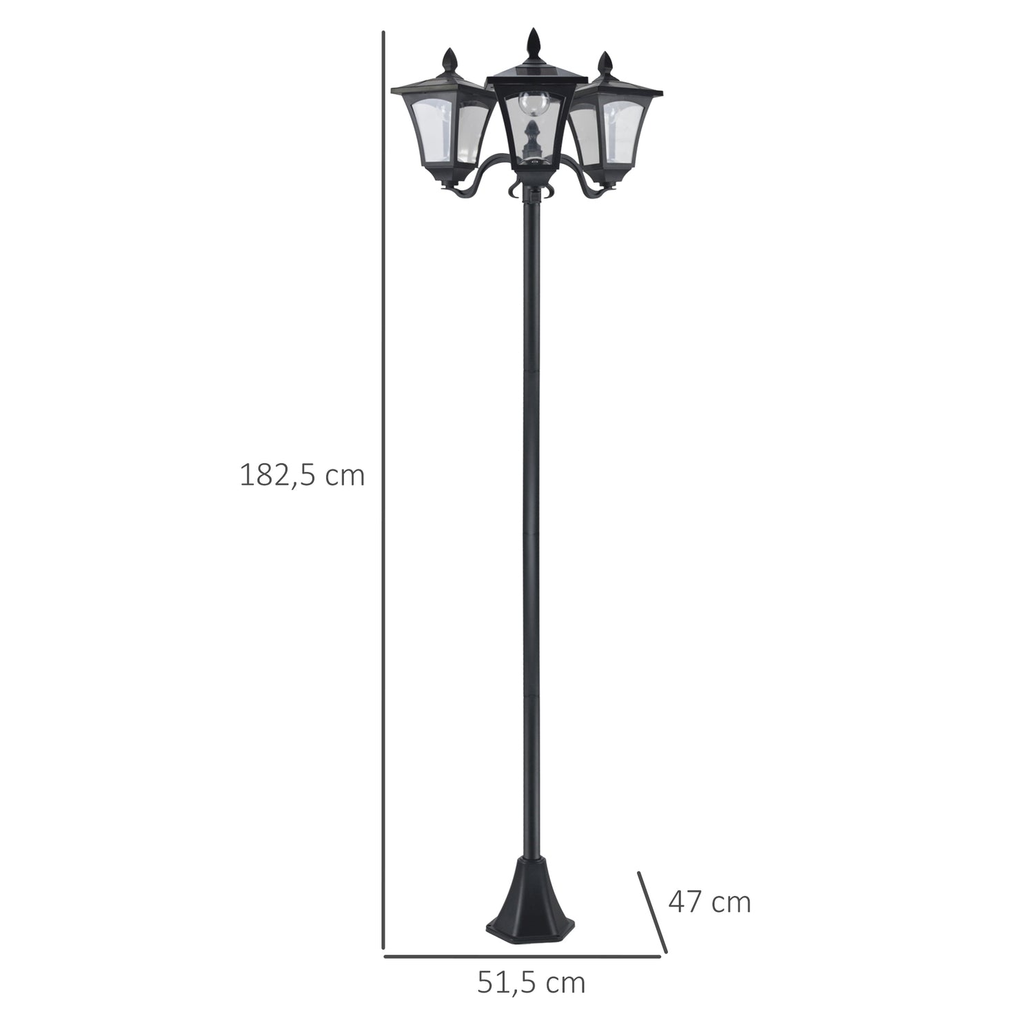 Solar Garden Path Light, 3 lågor, rostfritt stål, LED