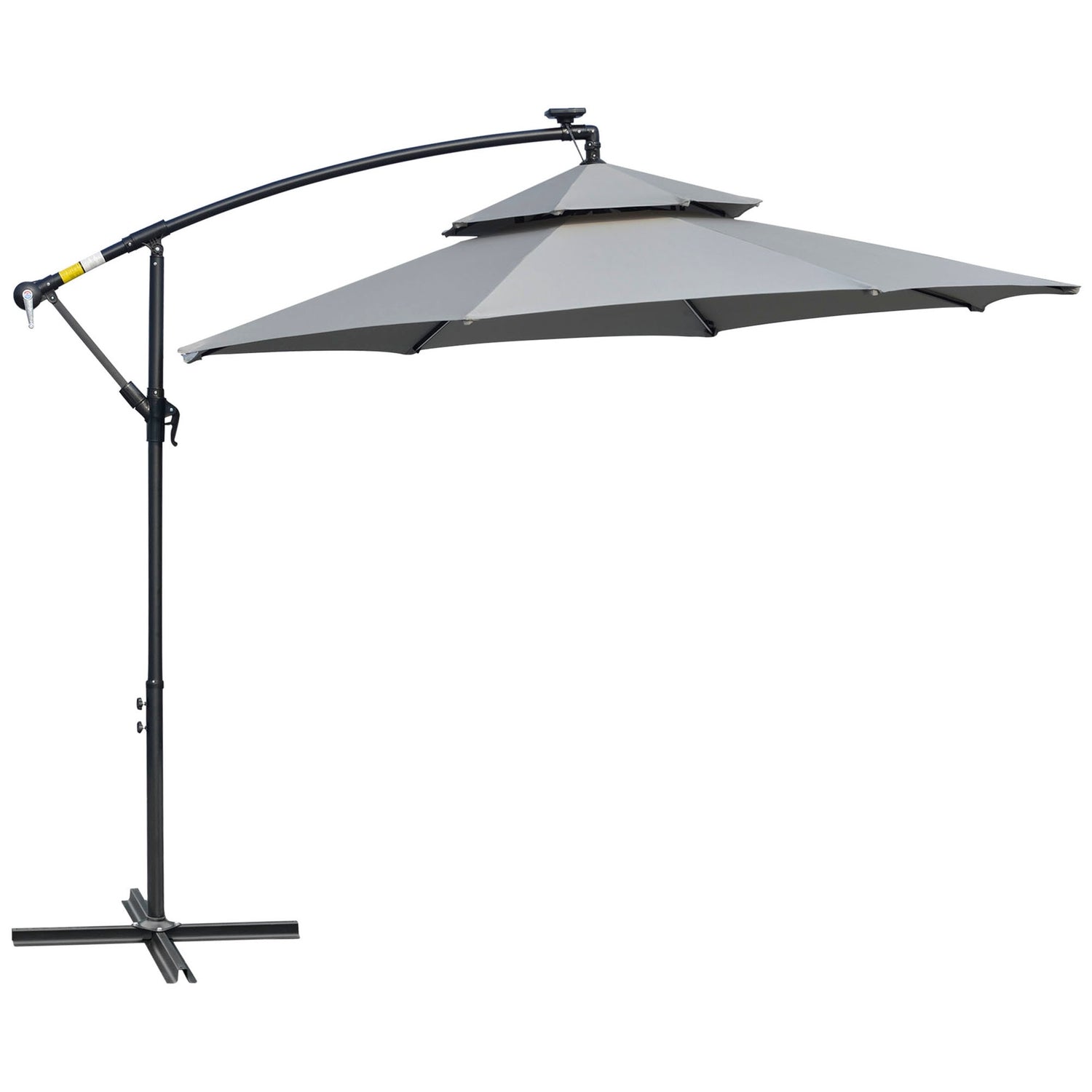 Solar LED Market Parasoll, 295 cm, Vattenavvisande, Ljusgrå