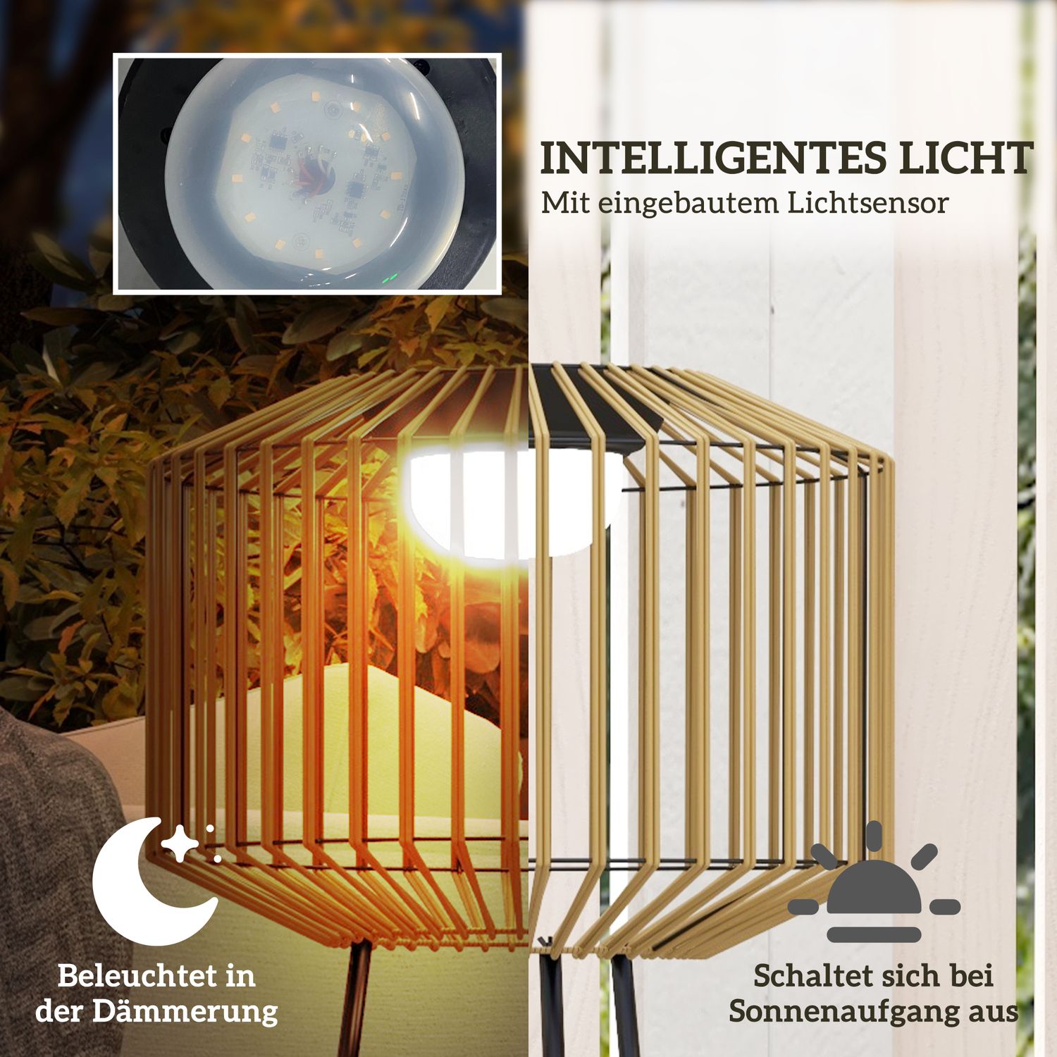 Solární LED osvětlení cesty, dobíjecí přes USB, IP44, kovové