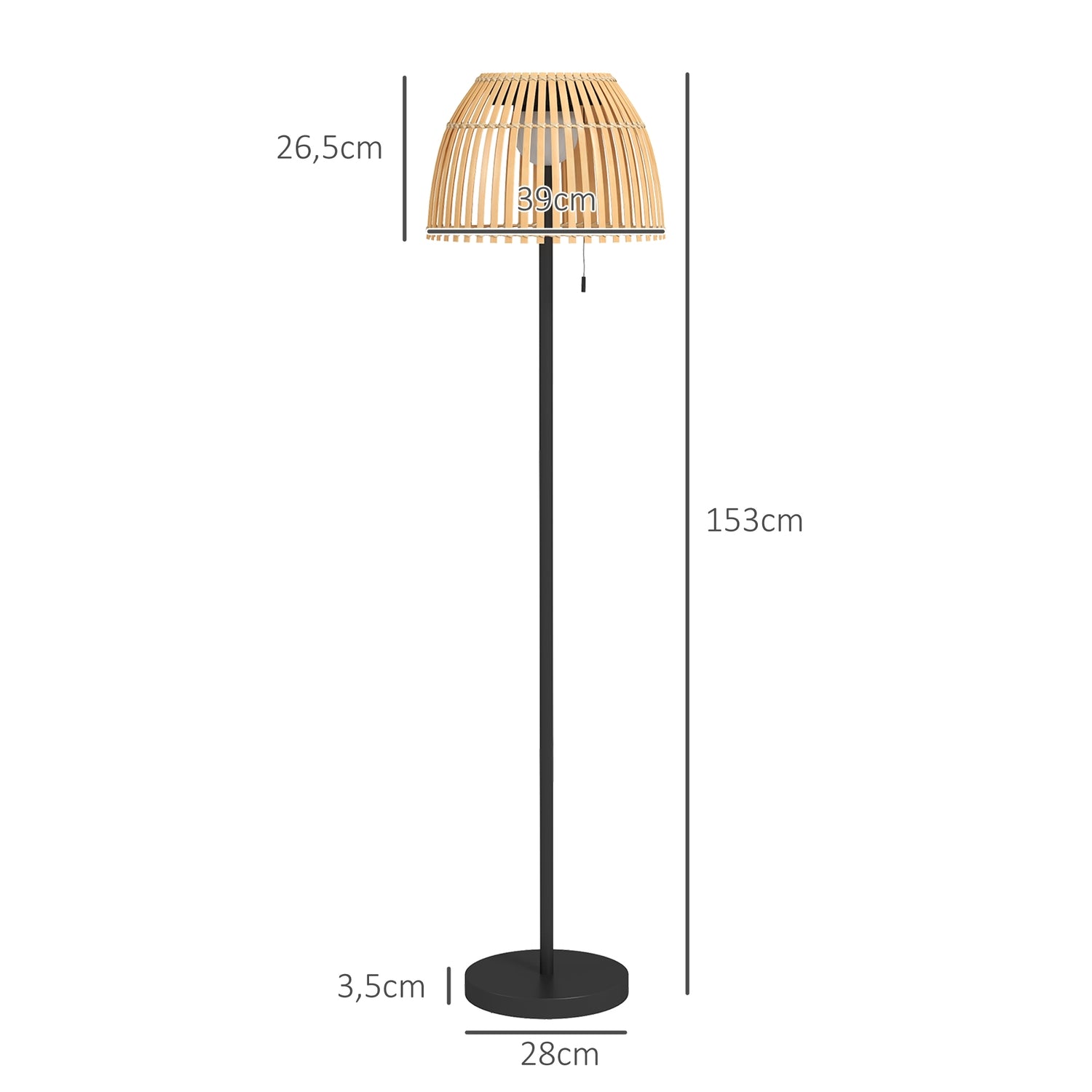Solární LED stojací lampa – bambusová, stmívatelná, s USB nabíjením
