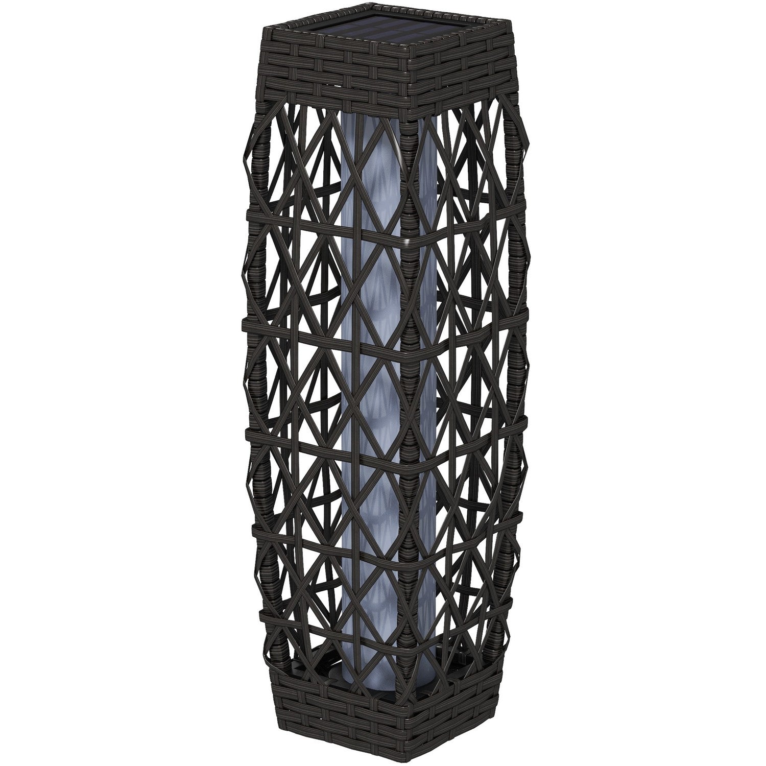 Solární LED zahradní lampa z polyratanu se světelným senzorem, šedá