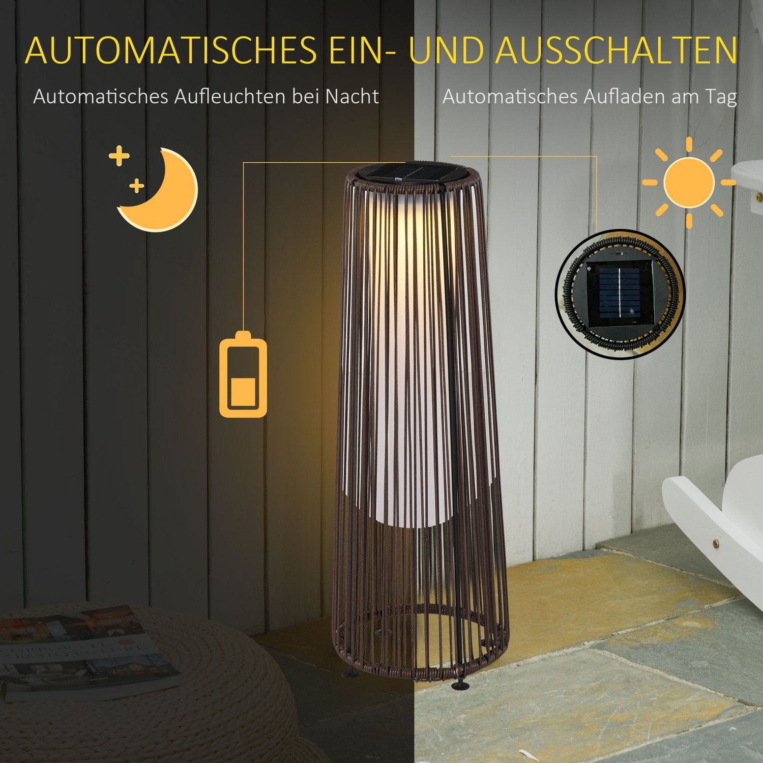 Solar Rotting Trädgårdslampa, LED, 61 Cm, Brun