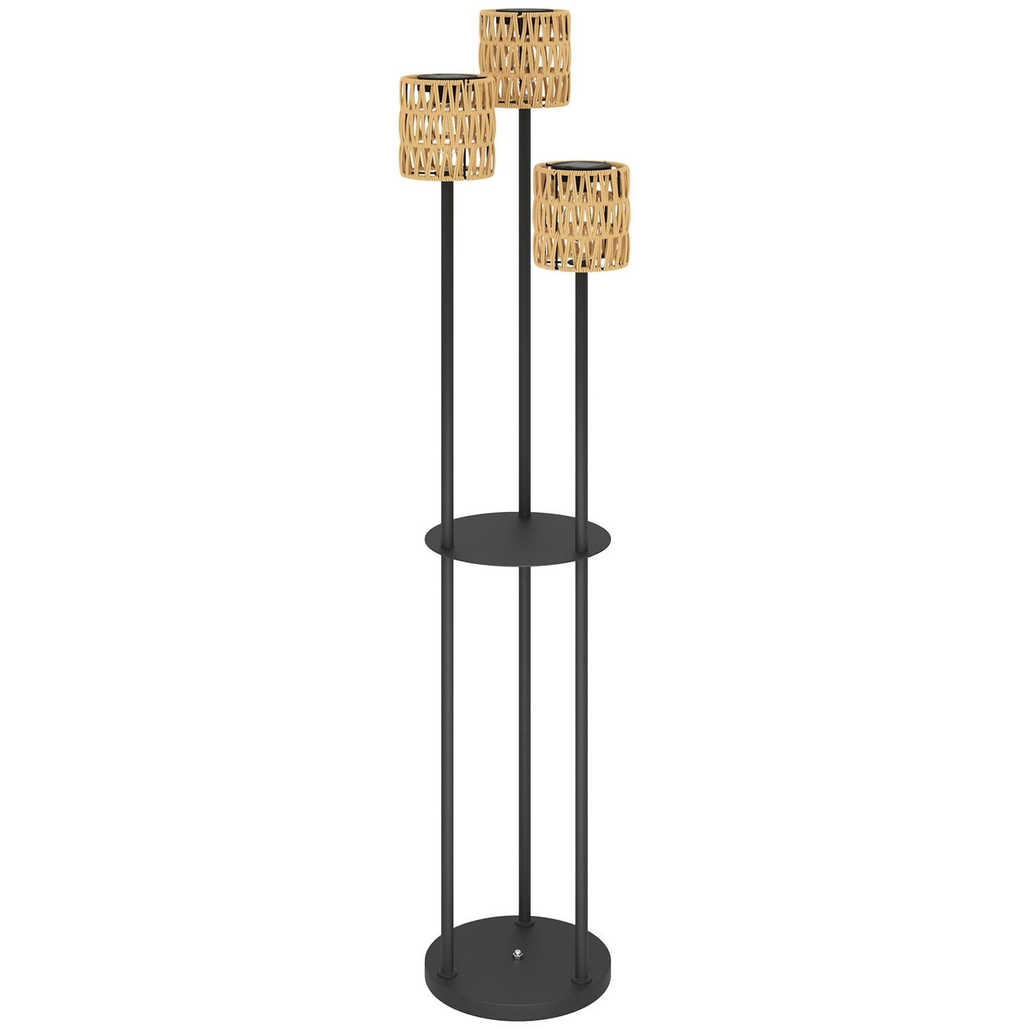 Solární stojací lampa z ratanu v boho stylu, venkovní, voděodolnost IP44