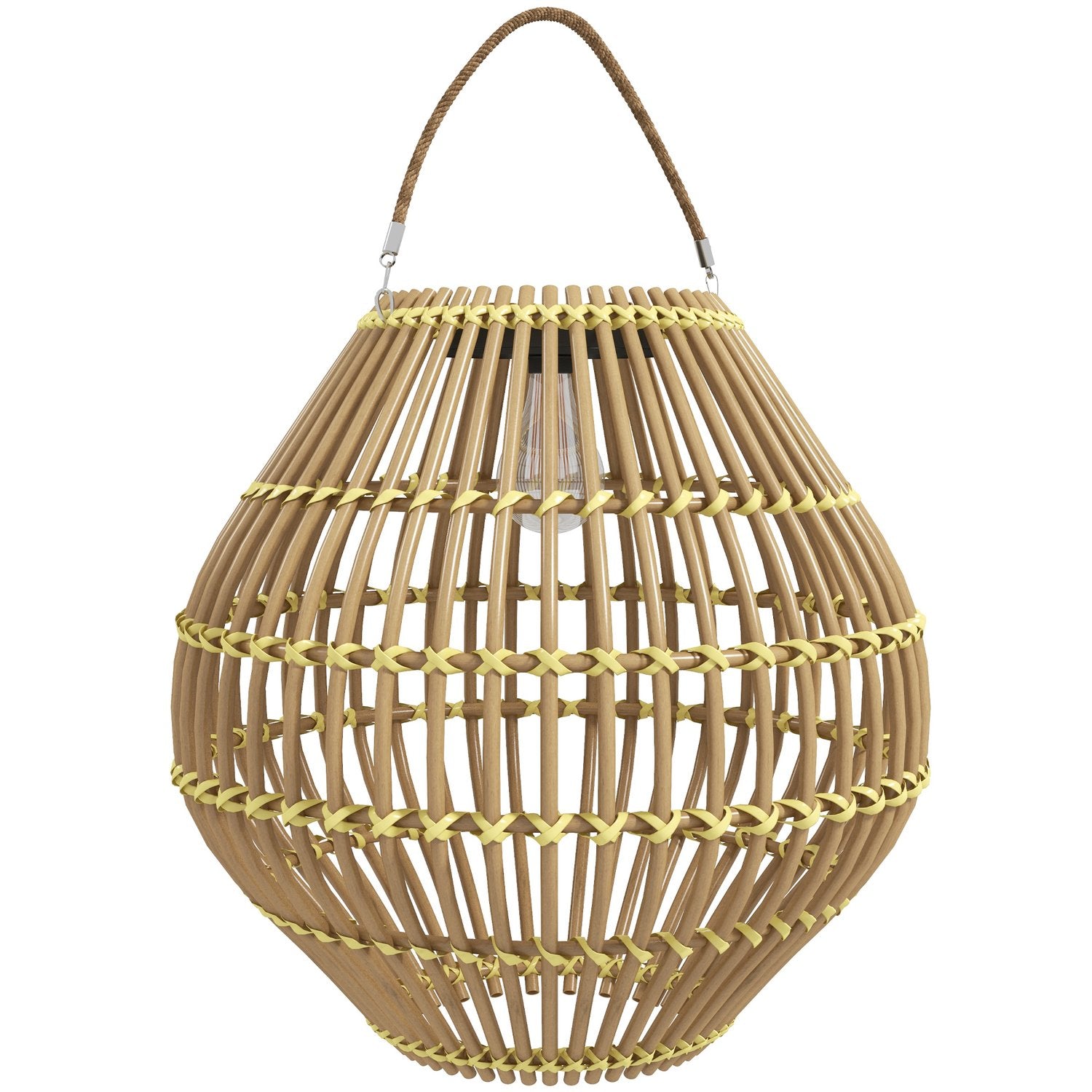 Solarlampa, design av rottingtrumma, vattentät, ljussensor
