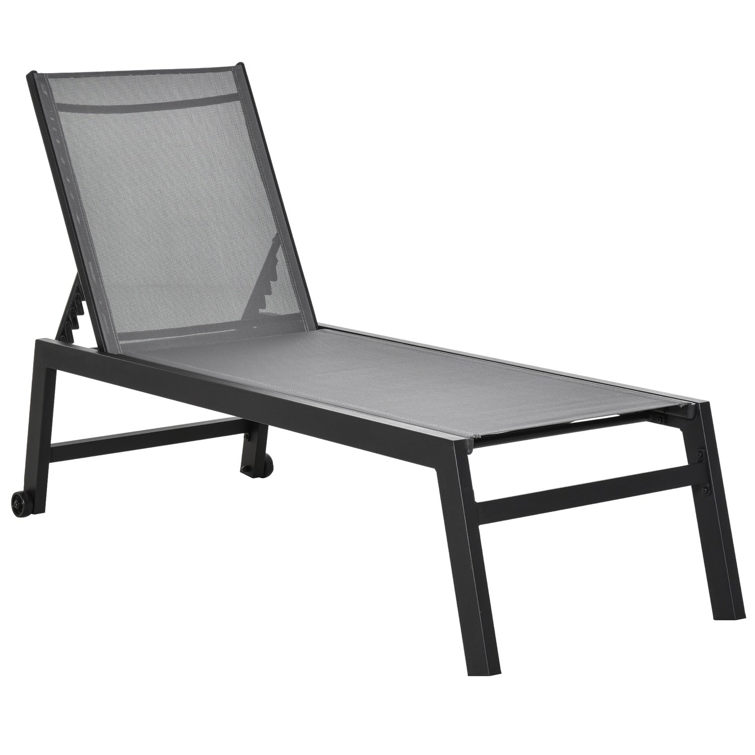 Solstol i aluminium med justerbart ryggstöd, Grå 169x65 Cm