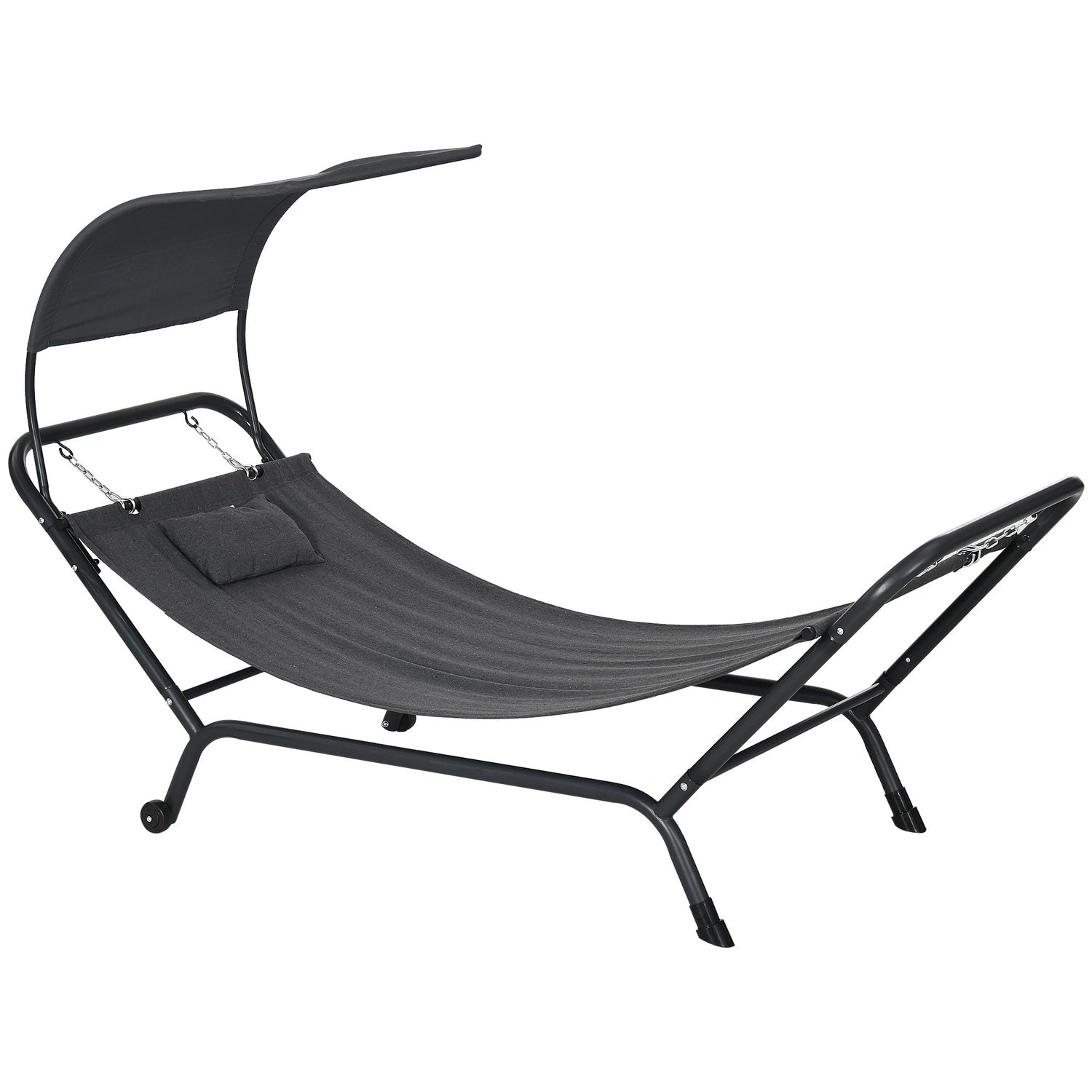 Solstol med tak, dyna, 240x92x148cm, mörkgrå