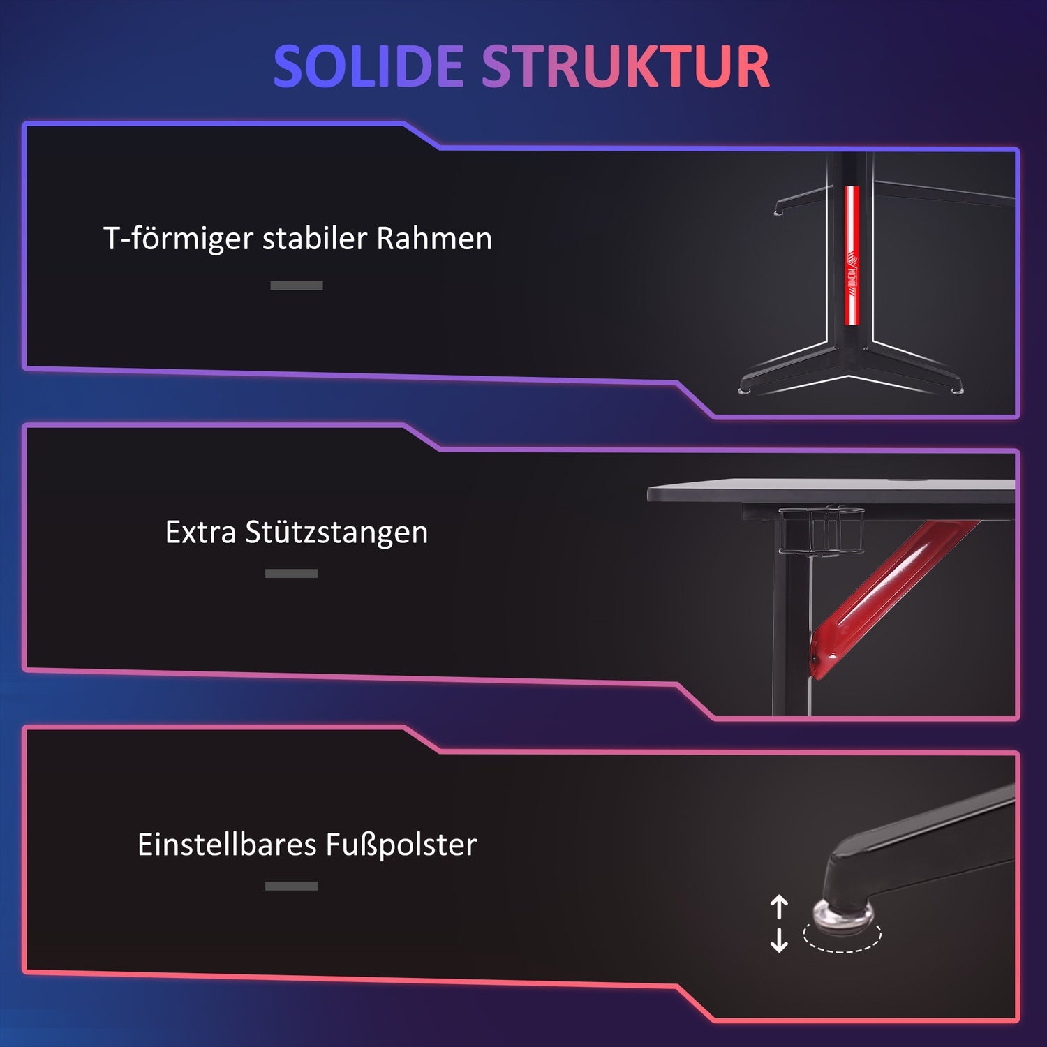 Spelbord med hörlurskrok & mugghållare, svart-röd