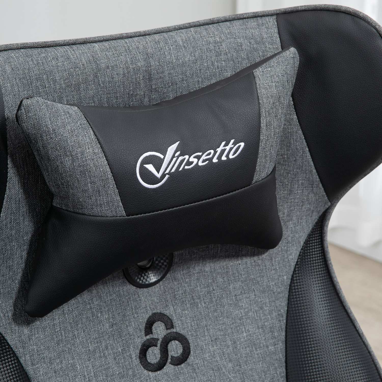 Spelstol, justerbar höjd, svart/grå, ergonomisk design