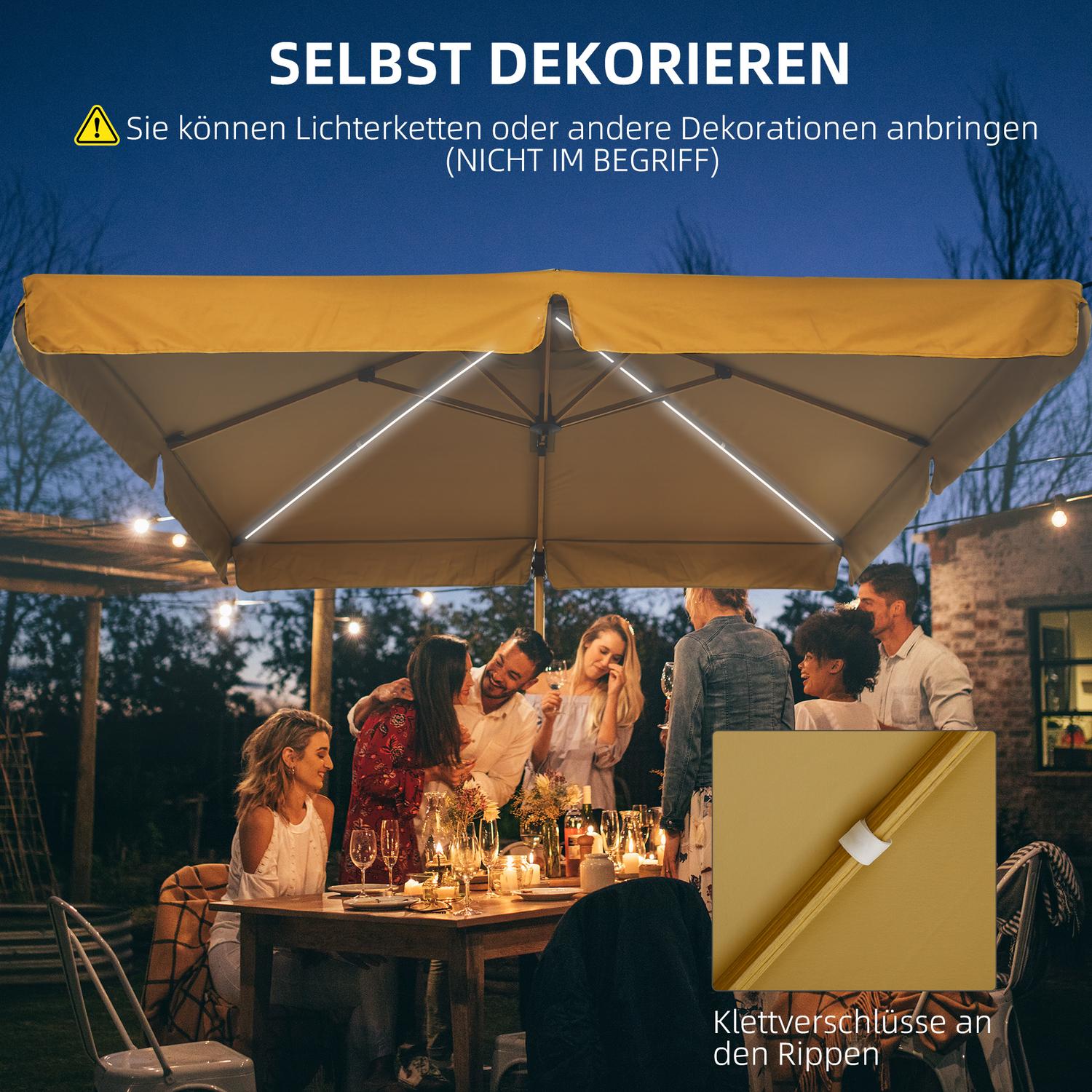 Square Cantilever Parasoll, Justerbar höjd, 295 cm, Khaki