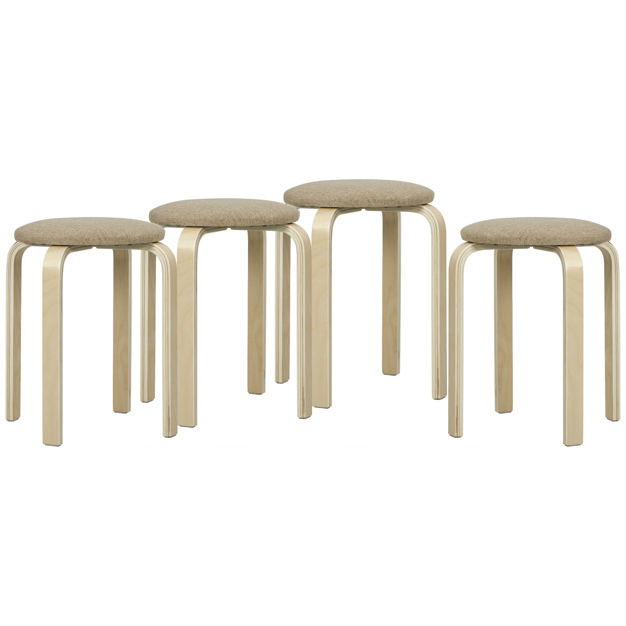 Stapelbara stoppade pallar, set om 4, khaki, björkben