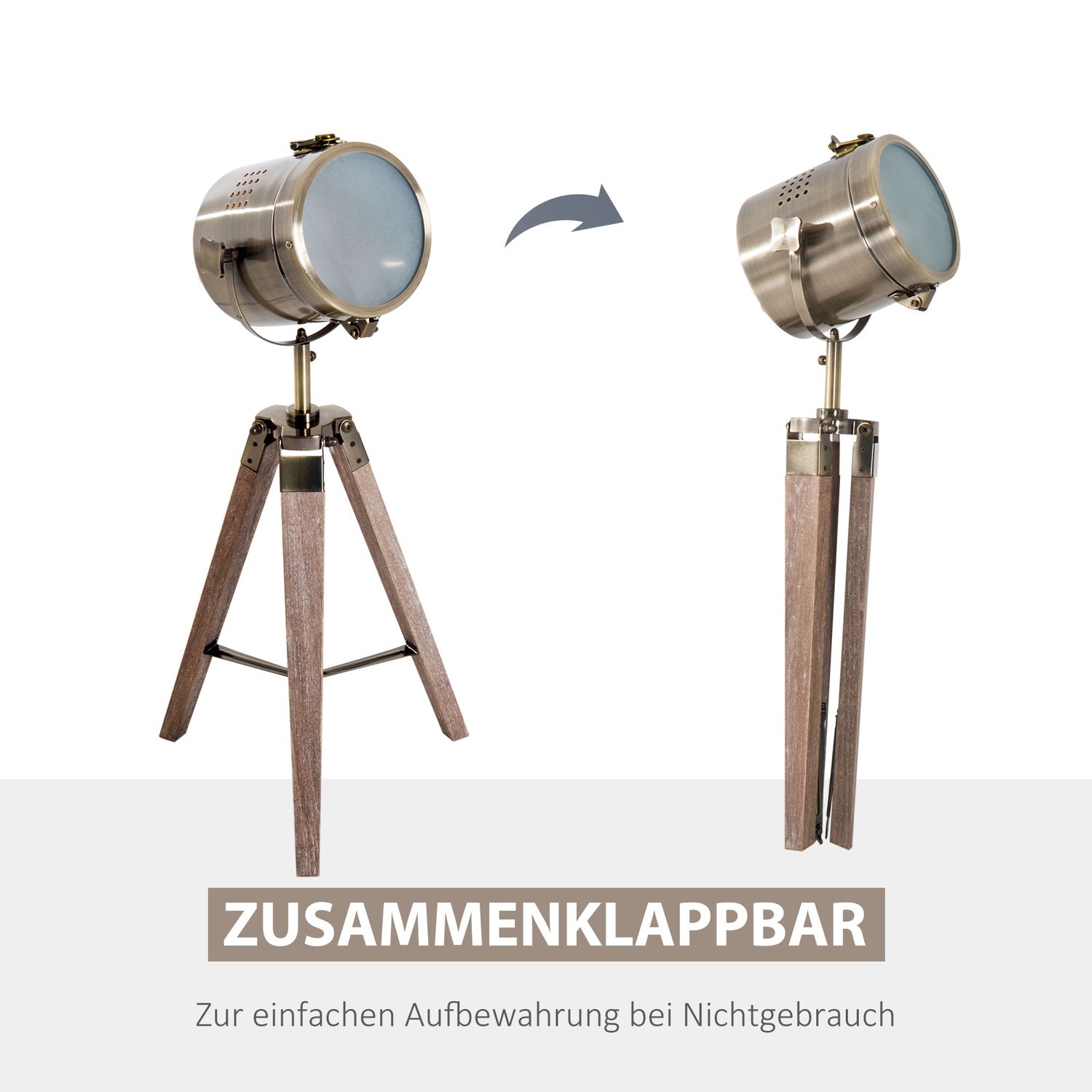 Stativ golvlampa, rostfritt stål, E14, 33x33x65cm