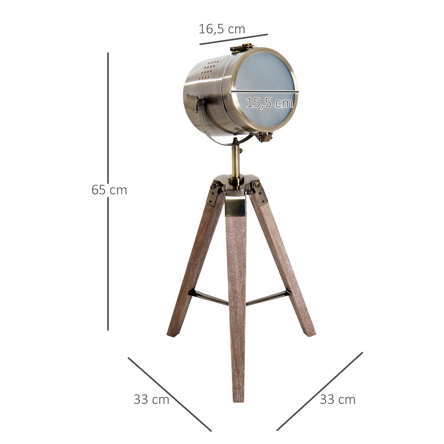 Stativ golvlampa, rostfritt stål, E14, 33x33x65cm