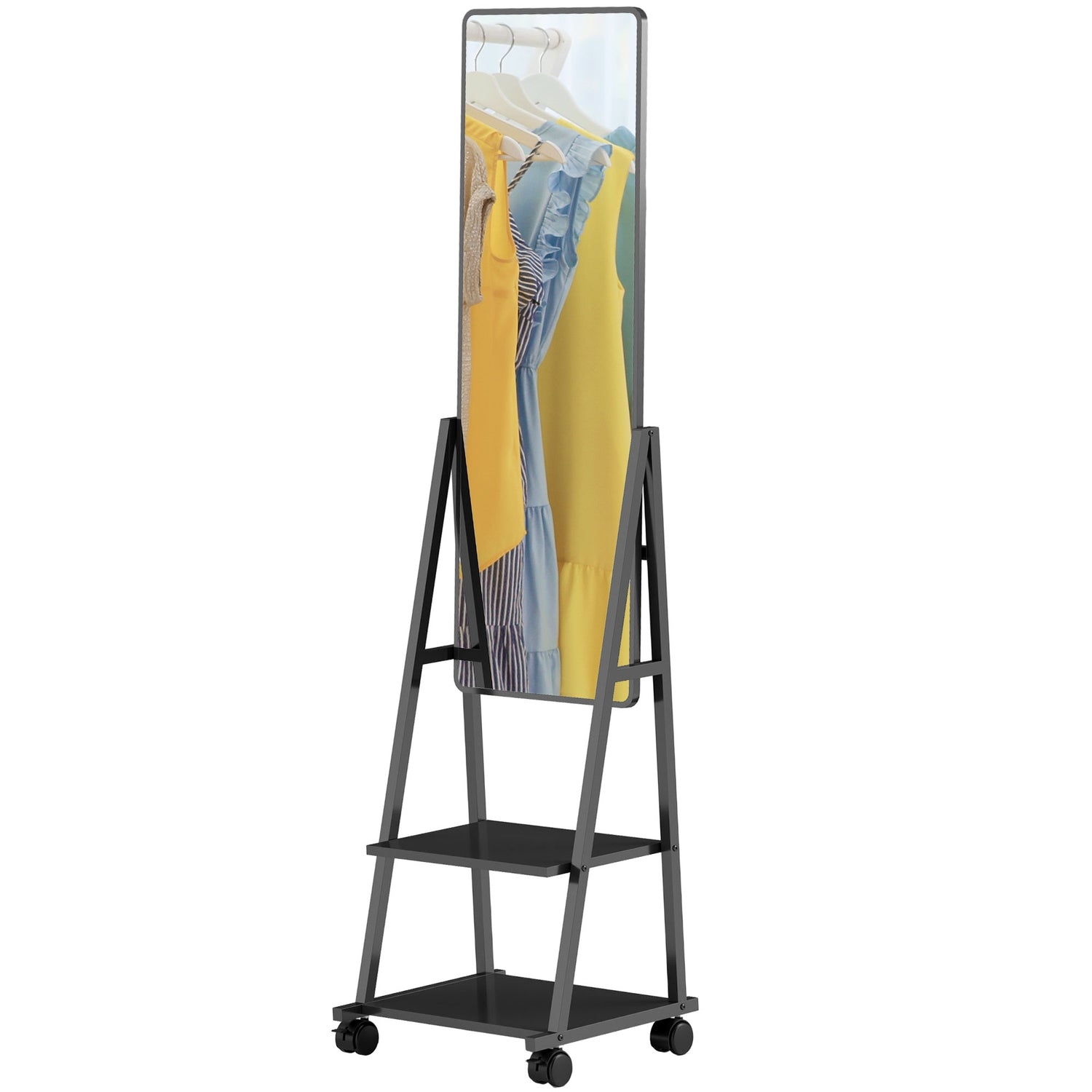 Stojací zrcadlo v plné délce, 42 x 155 cm, černé