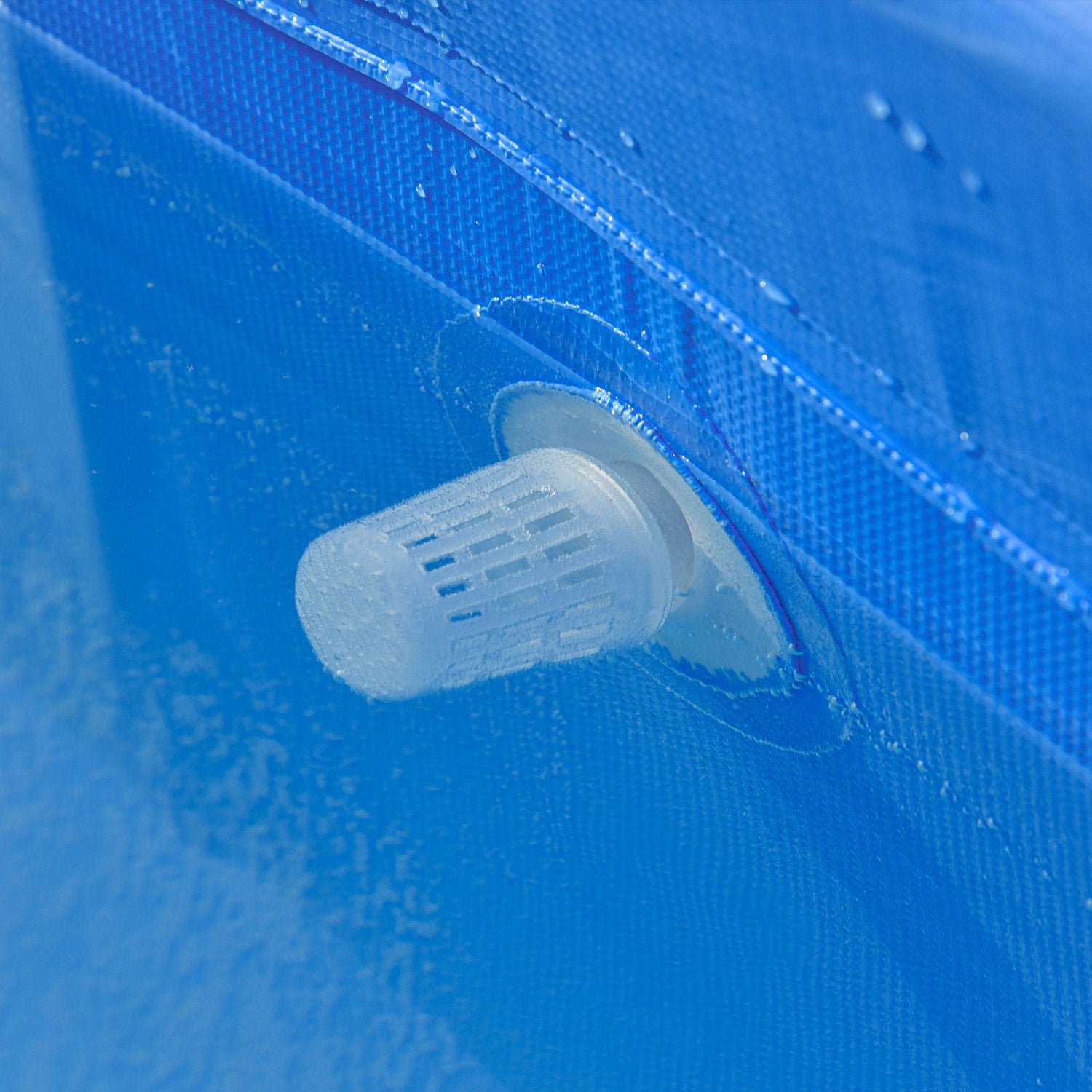 Stålramspool med dräneringsventil, blå PVC, 315x225x75 cm