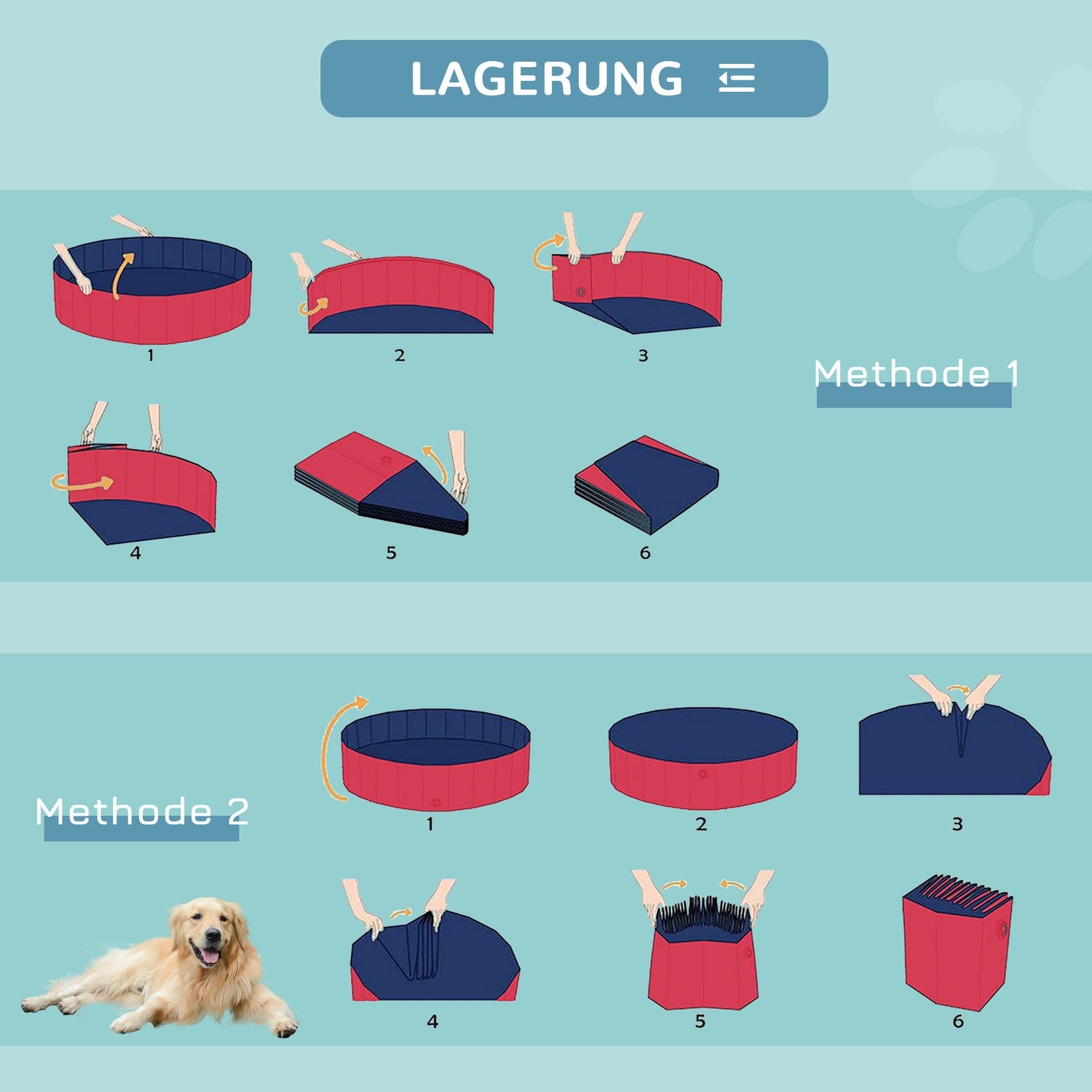 Stor PVC-paddlingpool för hund, Ø140x30 cm, Röd