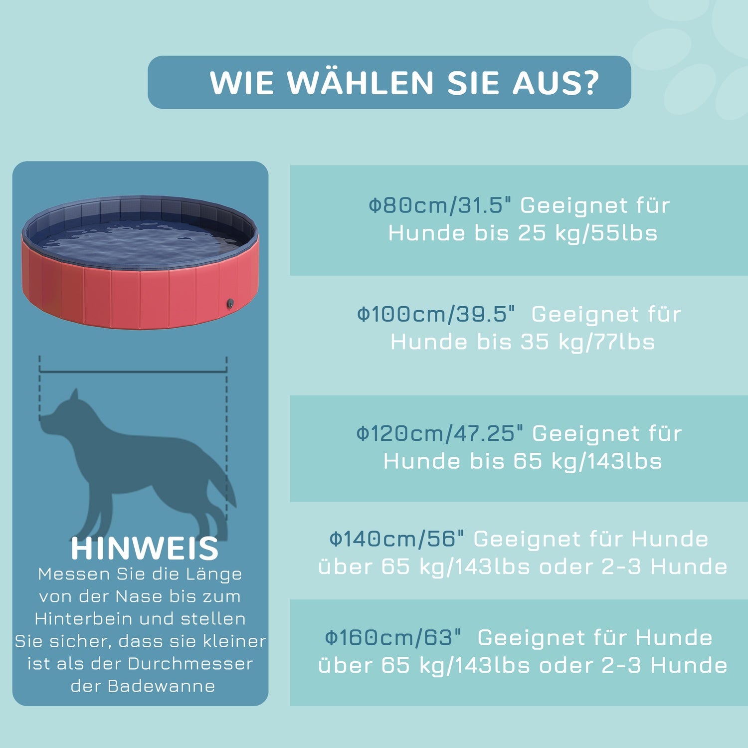 Stor PVC-paddlingpool för hund, Ø140x30 cm, Röd