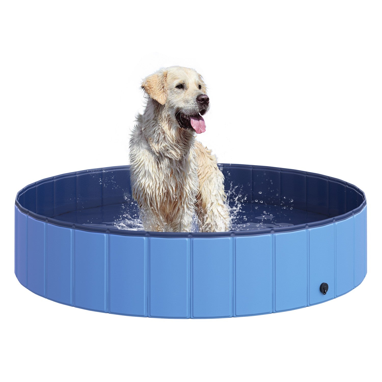 Stor hundpool – PVC & trä, 140x30 cm, blå