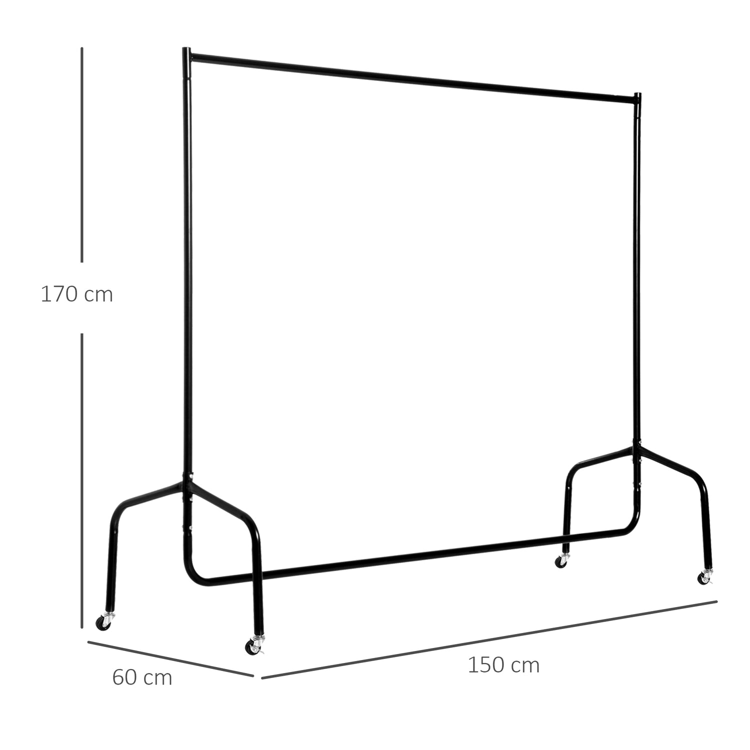 Stort klädställ – 150x60x170 cm, robust och lätt att montera