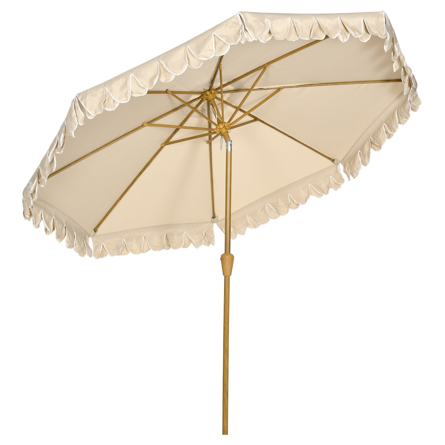 Strandparaply 265 Cm, fransdesign, justerbar lutning, kaki