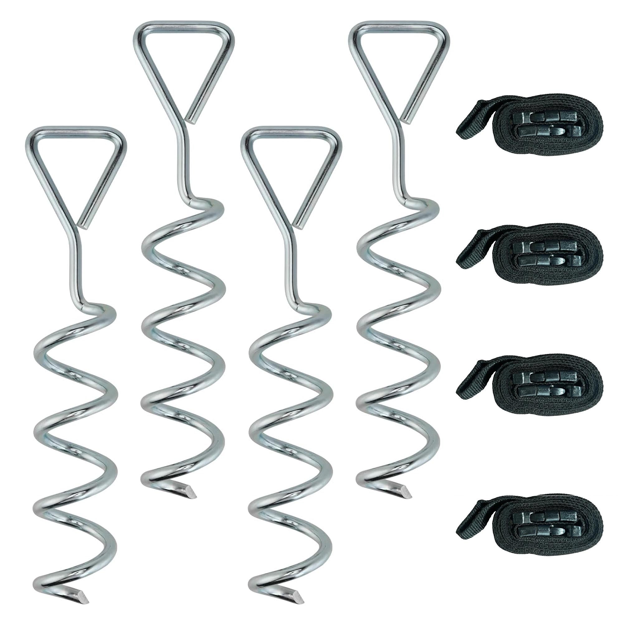 Studsmattaankare, 4 spiralpinnar, justerbara remmar