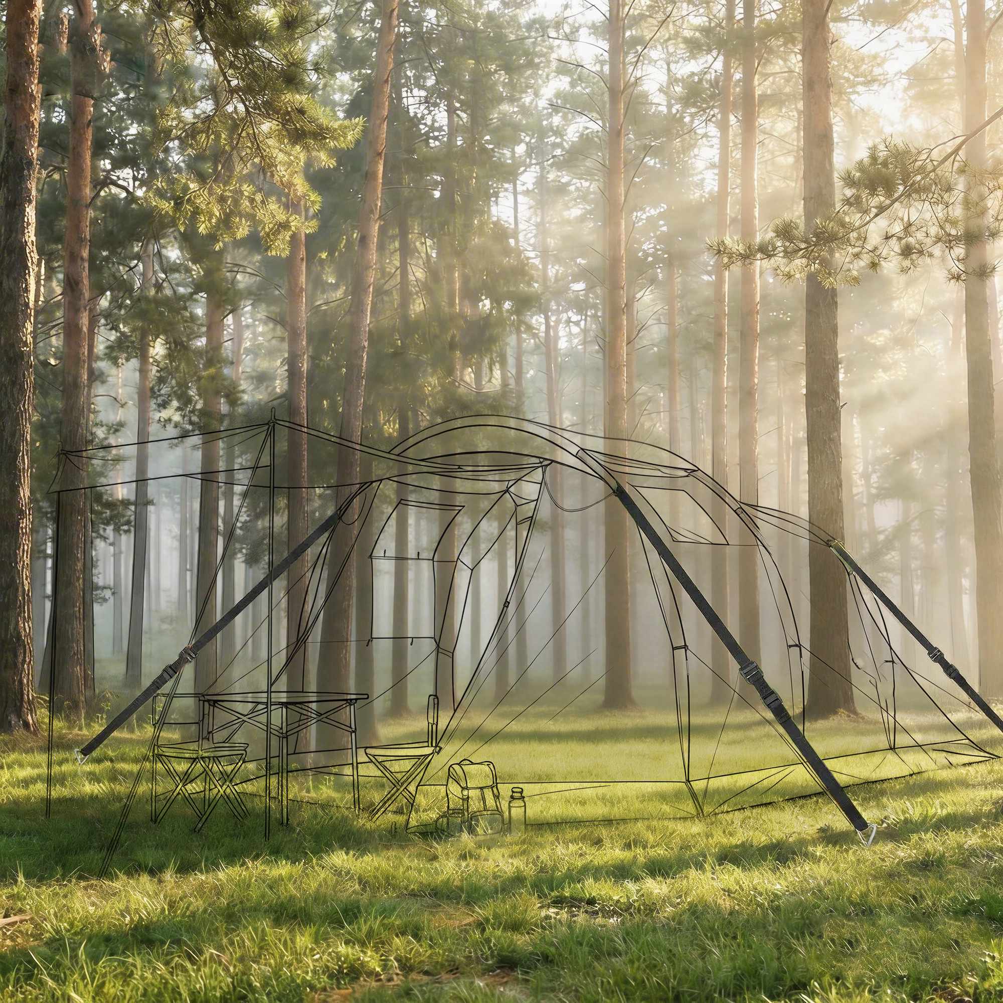 Studsmattaankare, 4 spiralpinnar, justerbara remmar