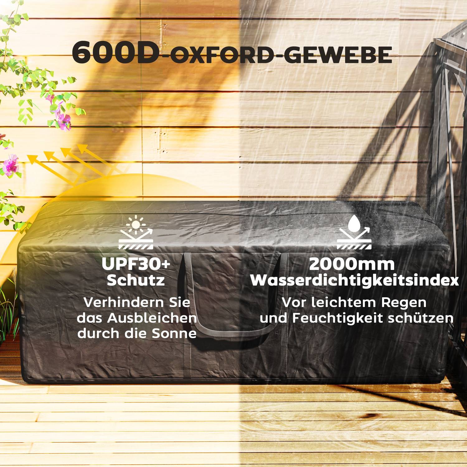 Černá voděodolná kempingová úložná taška 840L, UV30+, Heavy Duty