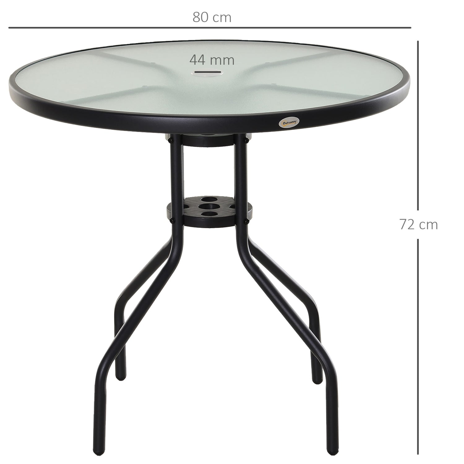 Svart bistrobord – Skiva i härdat glas, 80 cm diameter