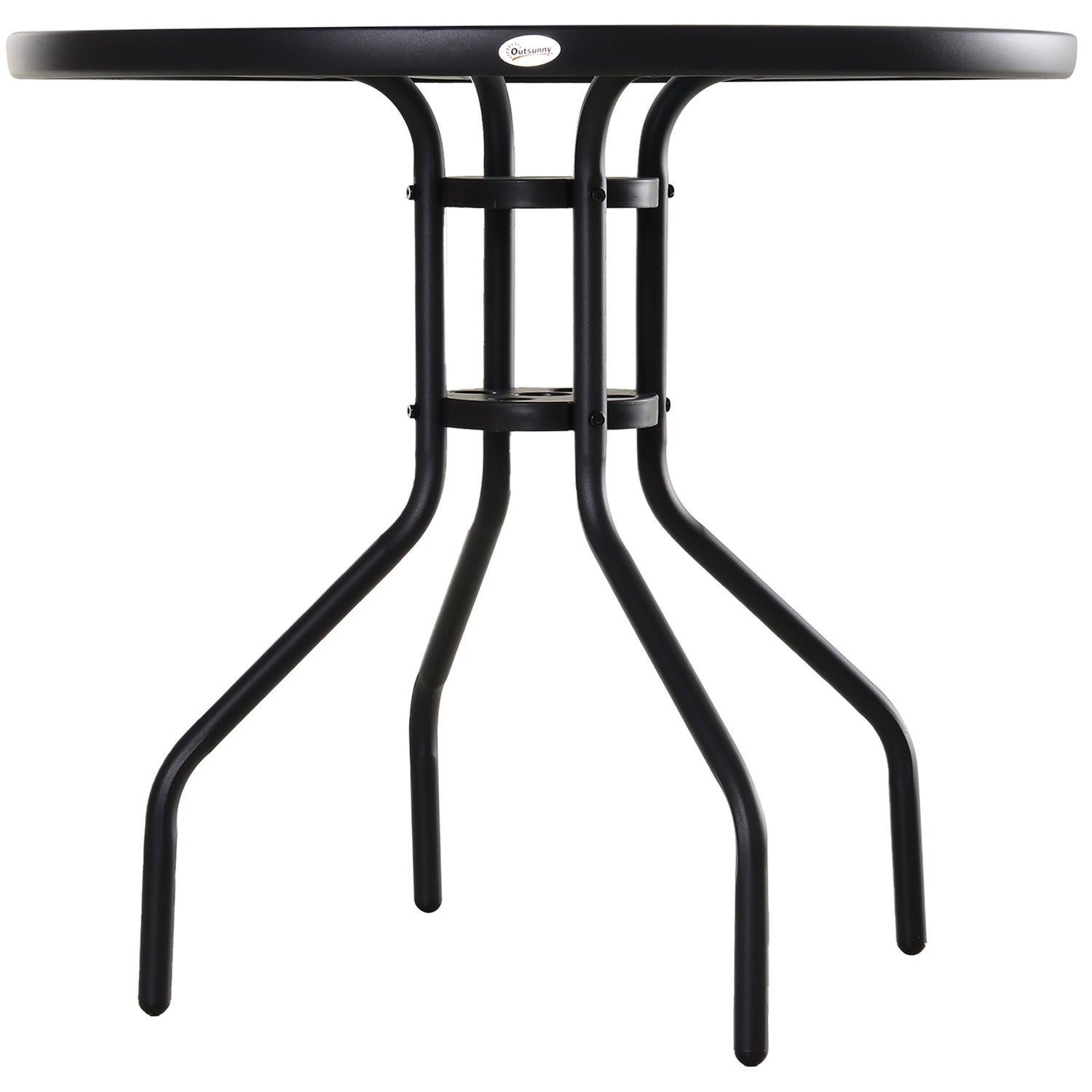 Svart bistrobord – Skiva i härdat glas, 80 cm diameter