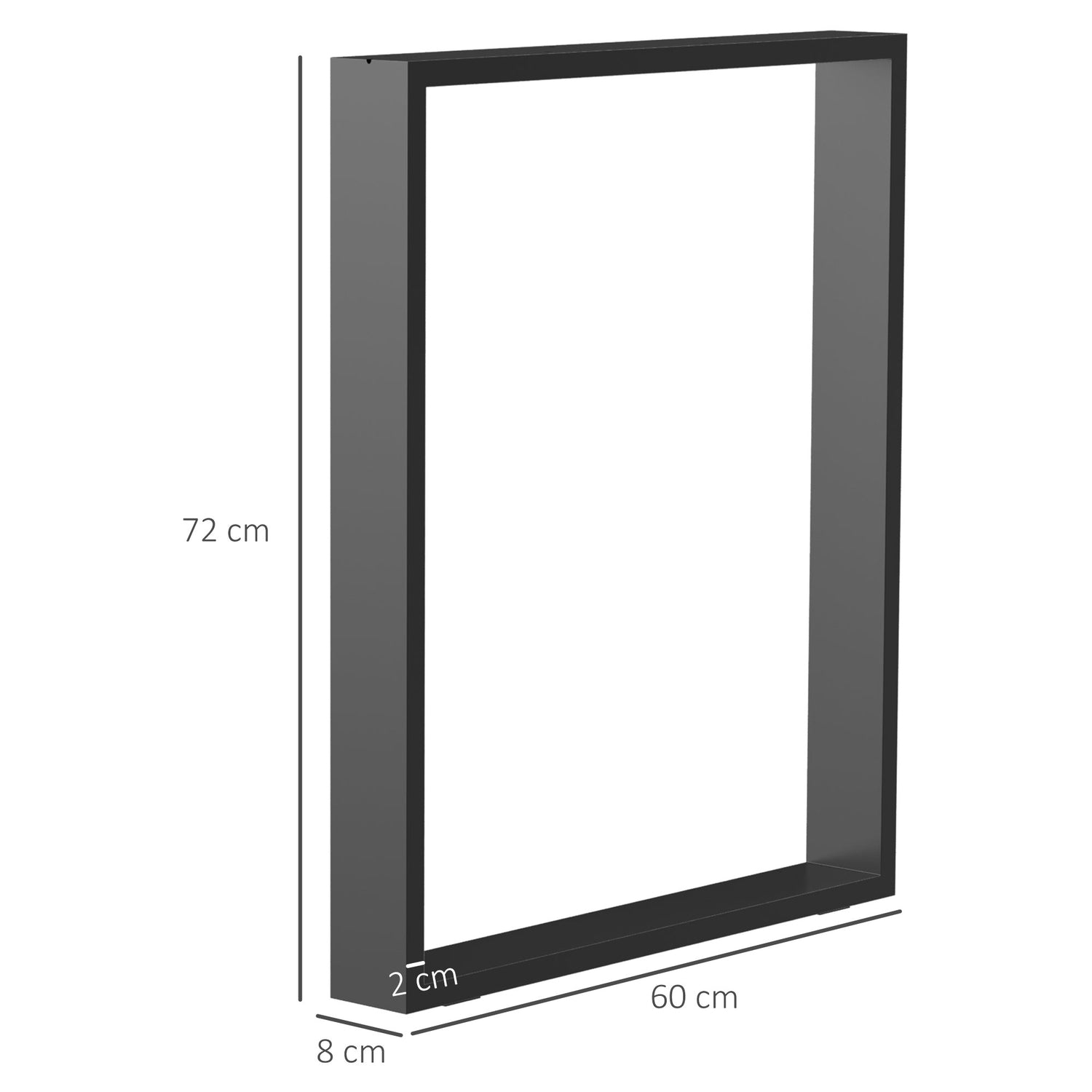 Svart bordsbensset i stål – fyrkantiga profiler, 60x72 cm