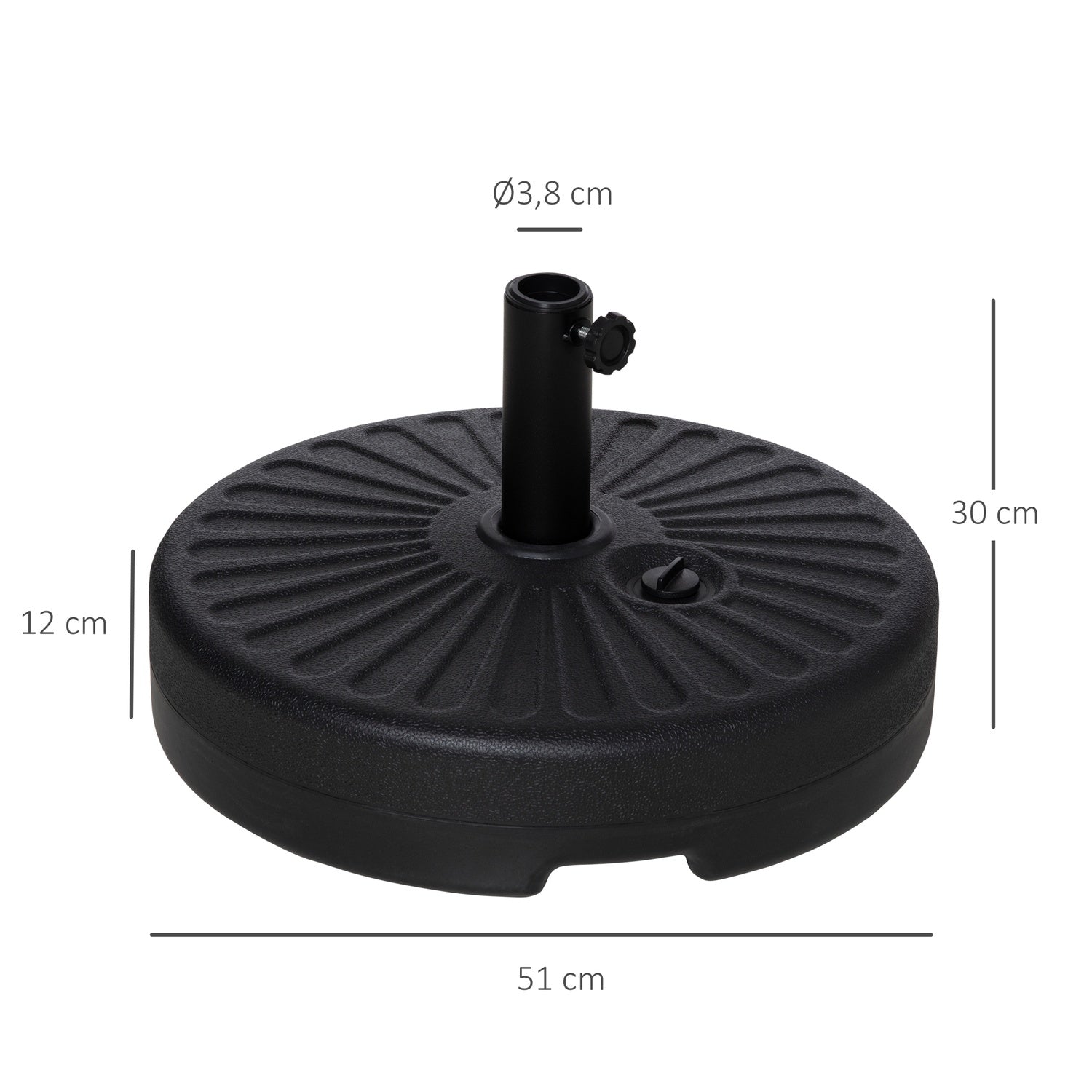 Svart cementparasollställ, 21-26Kg, Ø38-51mm