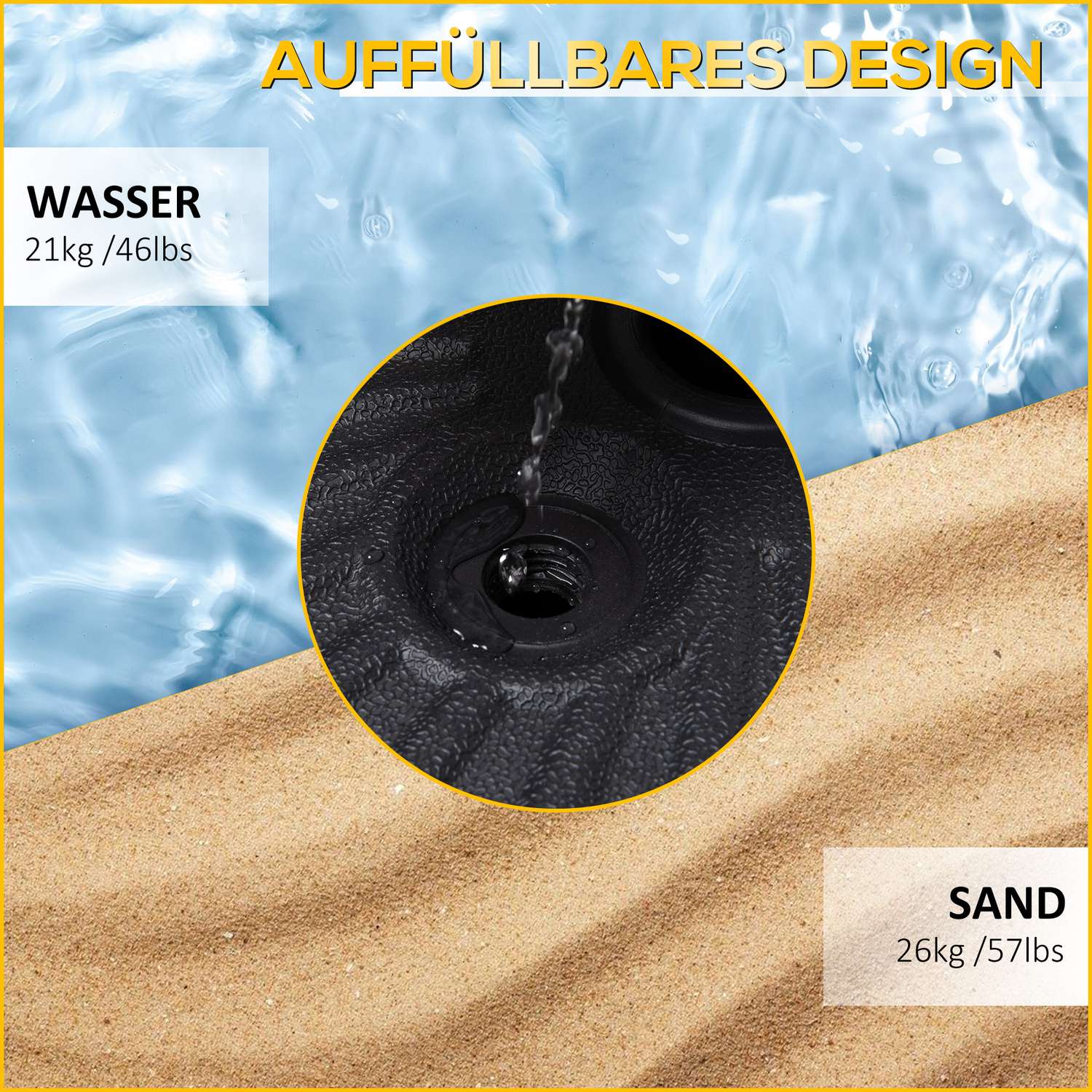 Svart cementparasollställ, 21-26Kg, Ø38-51mm