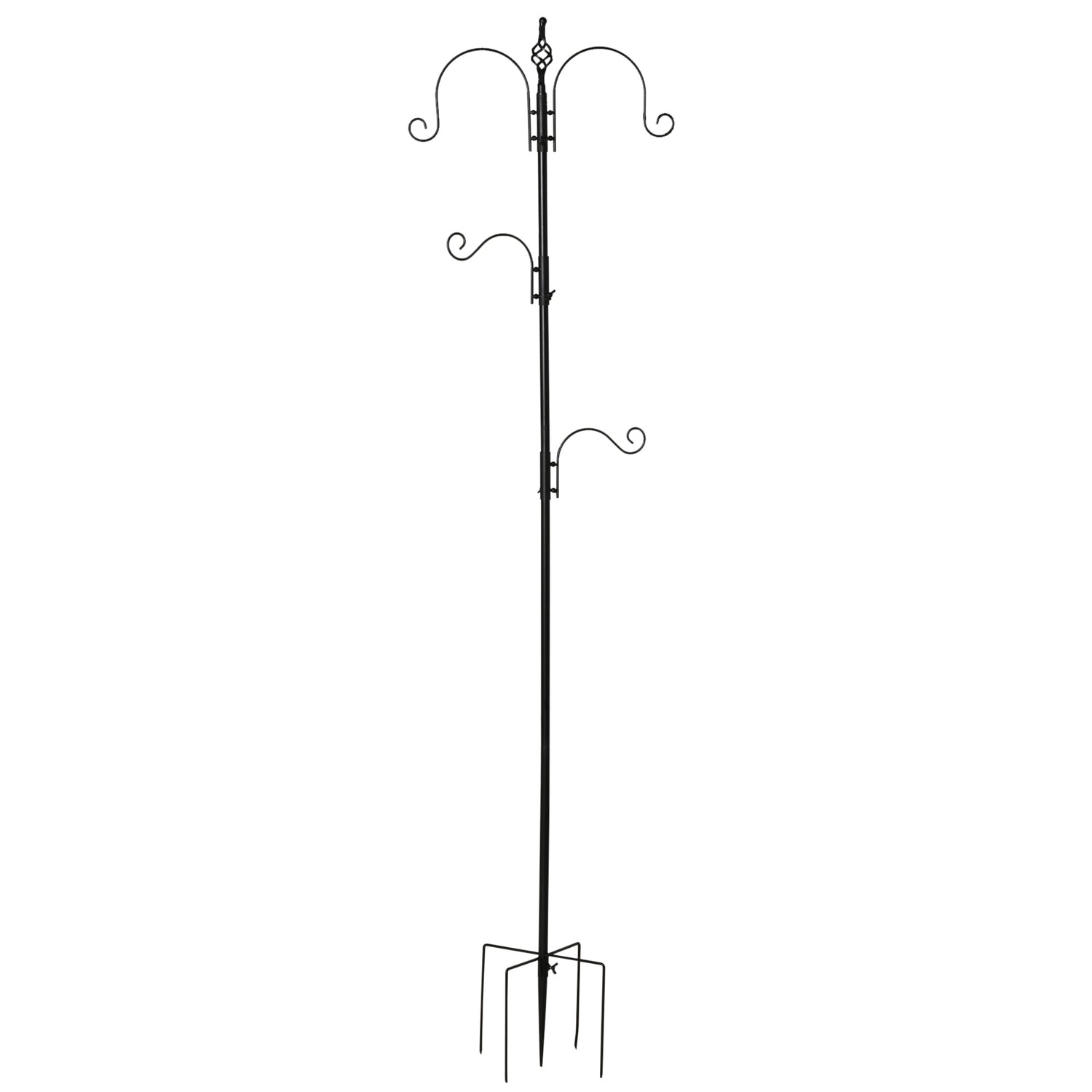 Černá krmná stanice pro ptáky, 4 háčky, 54,5 x 208 cm