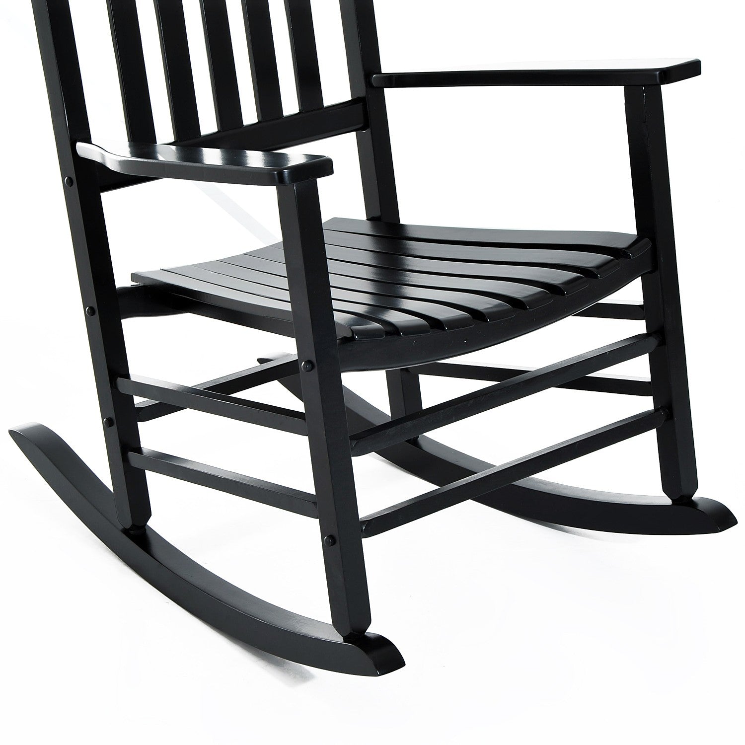 Svart gungstol i trä med armstöd 69X86X115 Cm