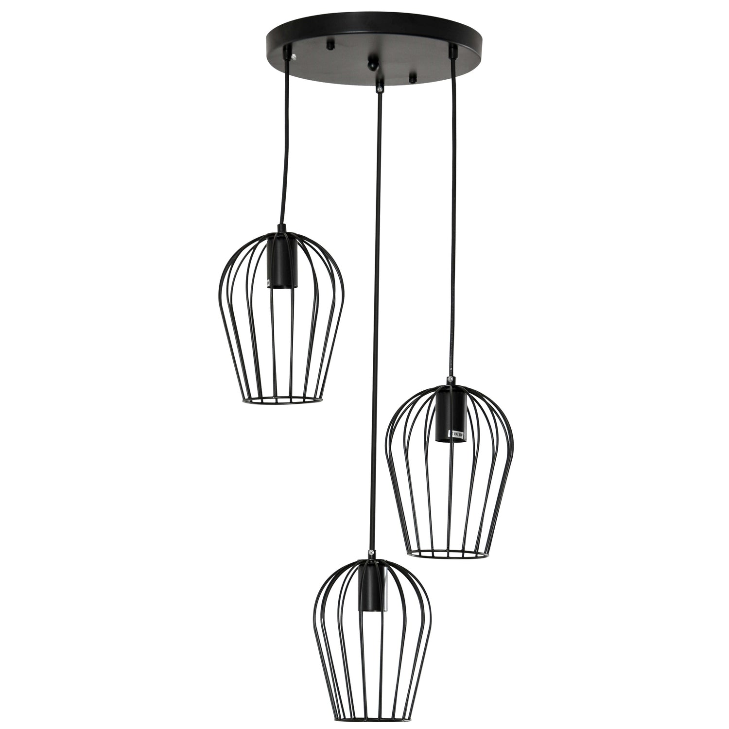 Svart metall taklampa – modern geometrisk design, Ø38x145 cm