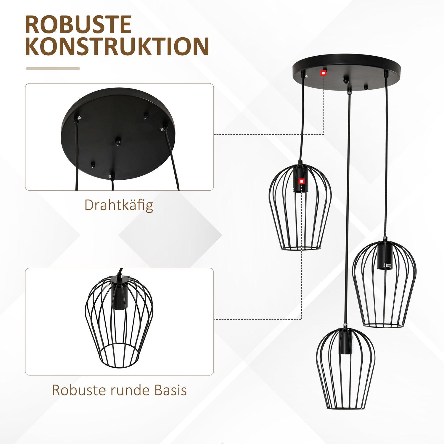 Svart metall taklampa – modern geometrisk design, Ø38x145 cm