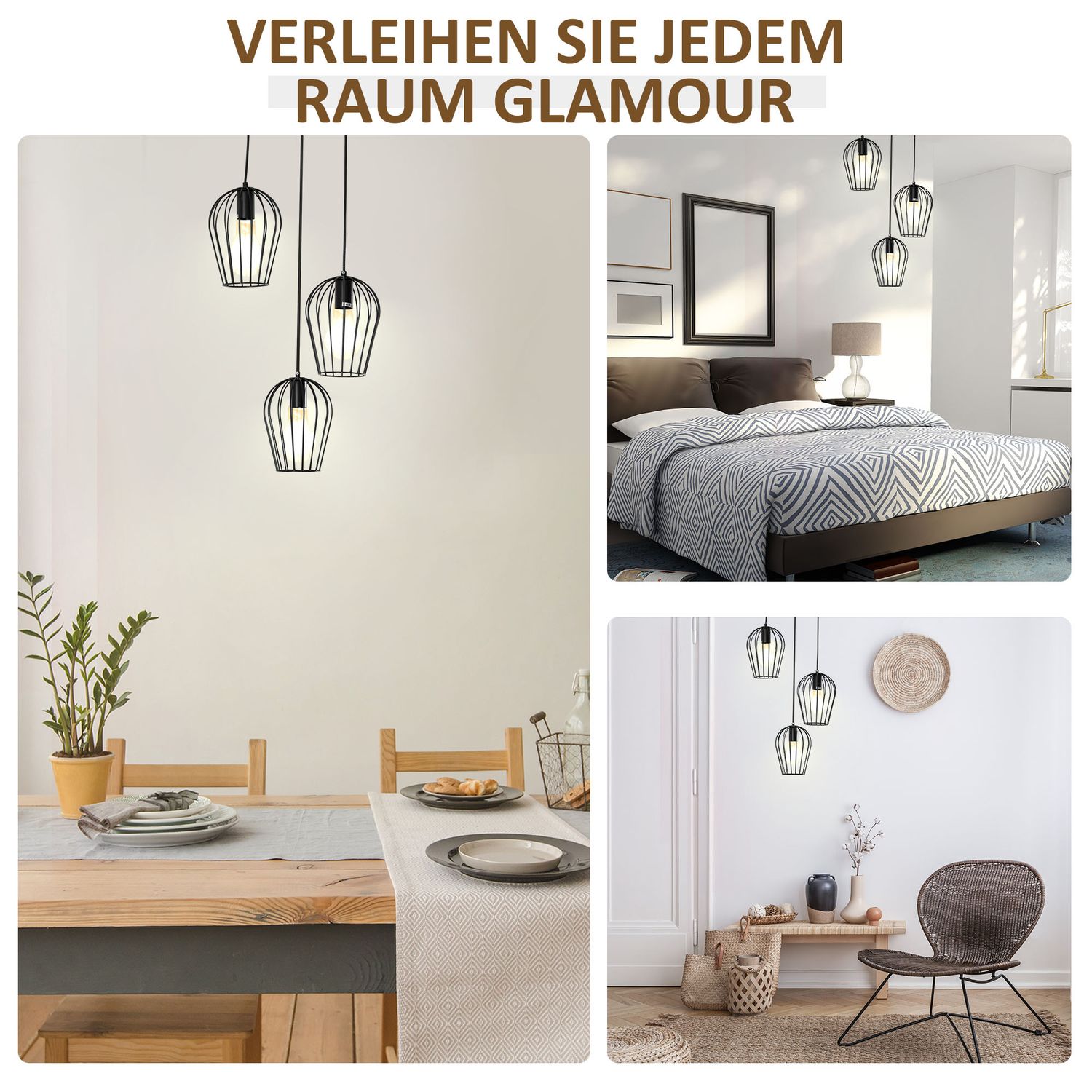 Svart metall taklampa – modern geometrisk design, Ø38x145 cm