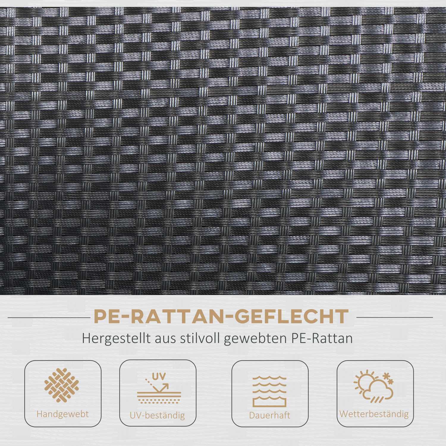 Svart polyrotting trädgårdsmöbler set för 4 – metallram
