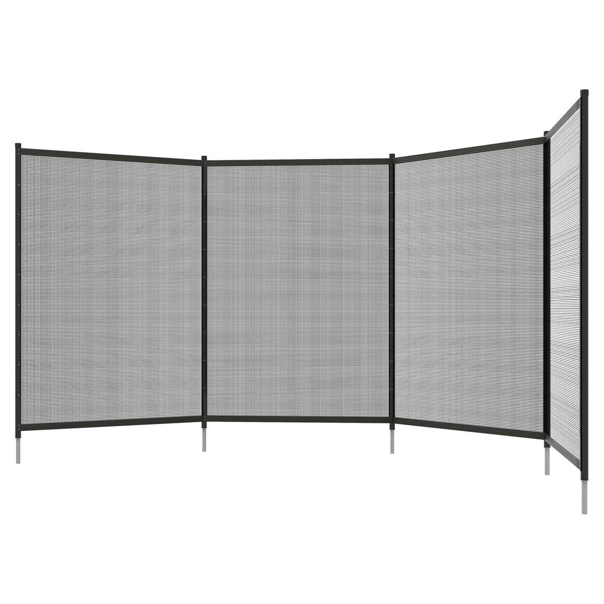 Černý zahradní a bazénový plot 365 × 126 cm, sada 4 panelů