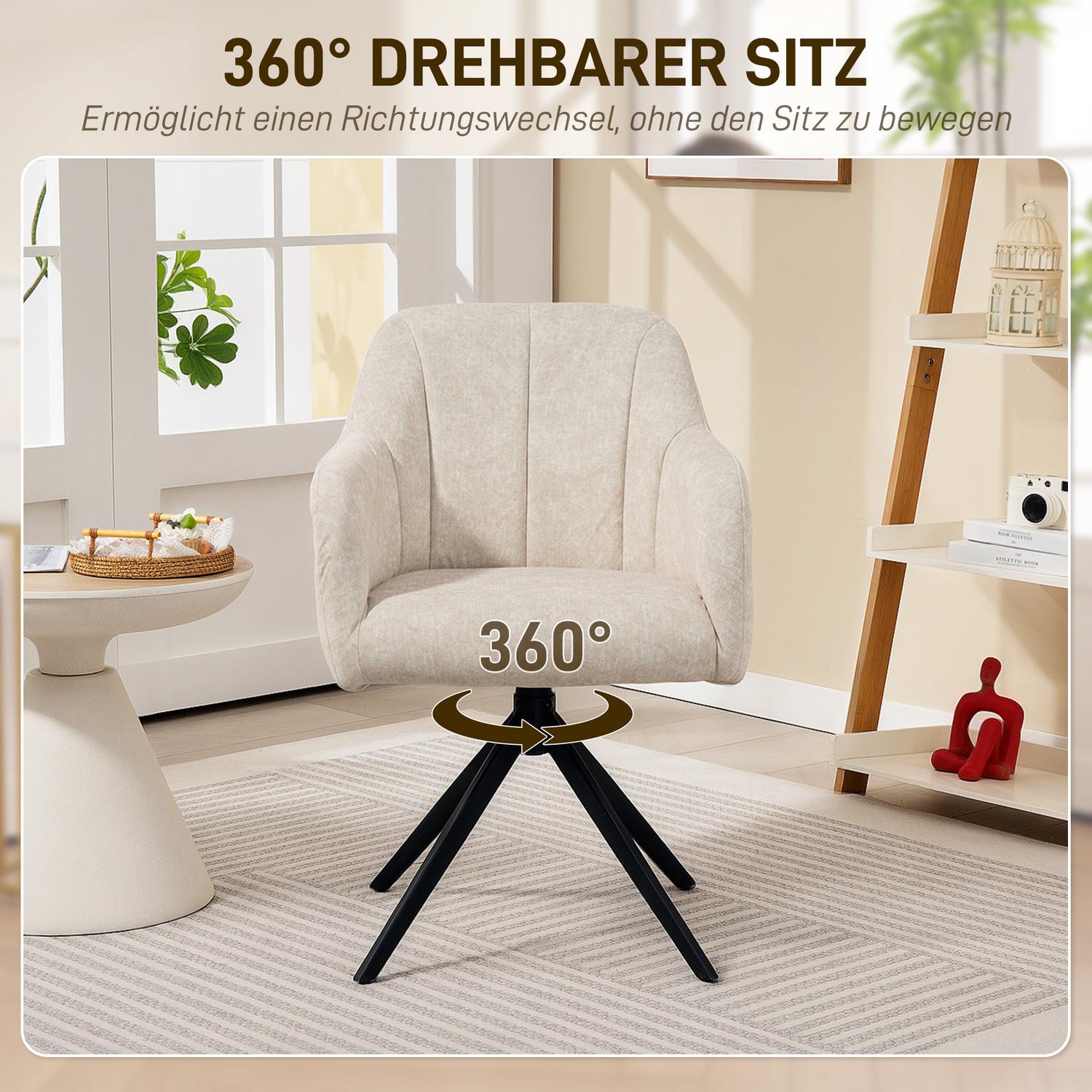 Swivel Accent Stol, Tygklädsel, Stålben, Beige