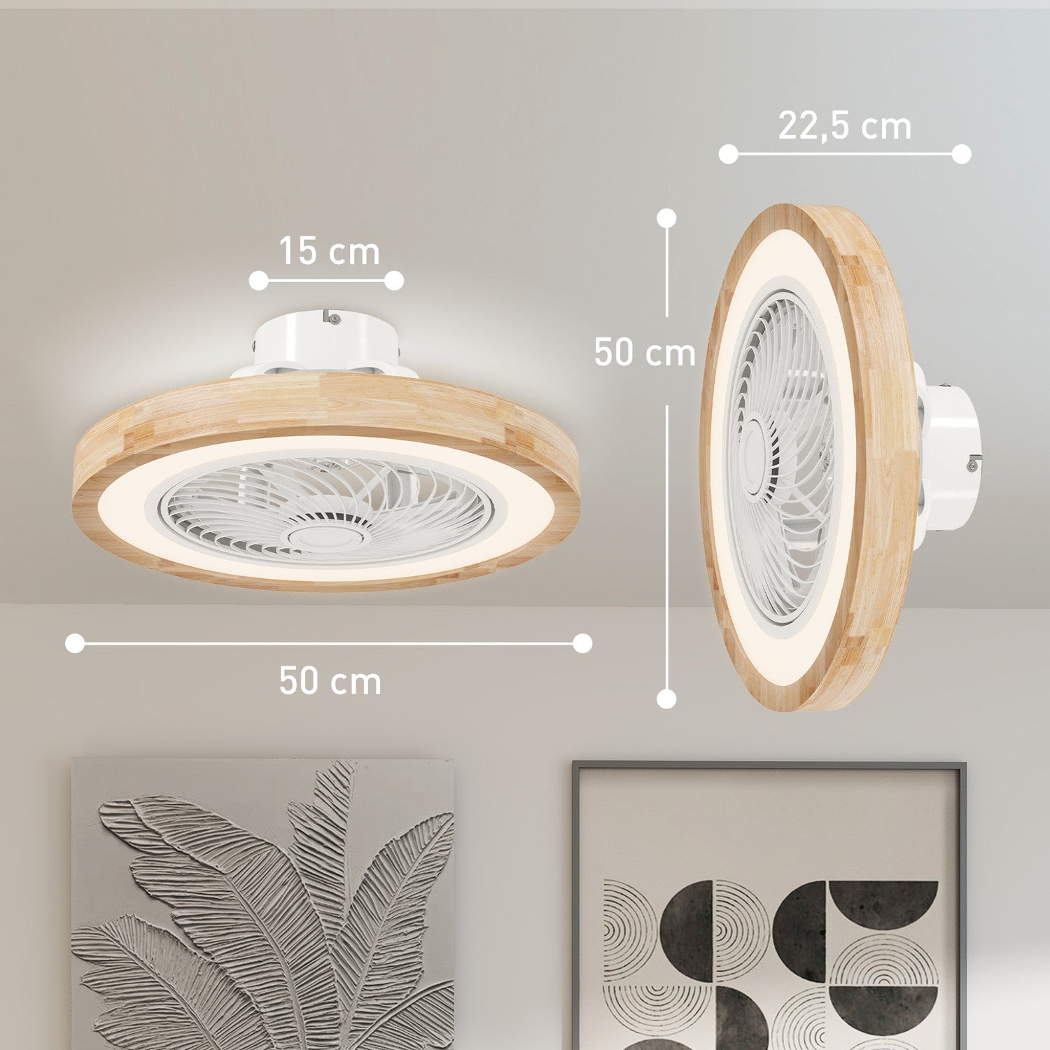 Stropní ventilátor se světlem, dálkovým ovládáním, stmívatelná LED, RGB, 6 rychlostí