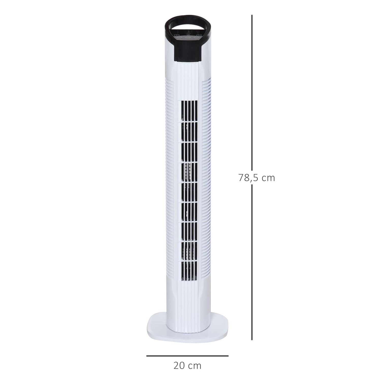 Tornfläkt med 70° oscillation, 78,5 cm, 50W effekt, 3 hastigheter, vit