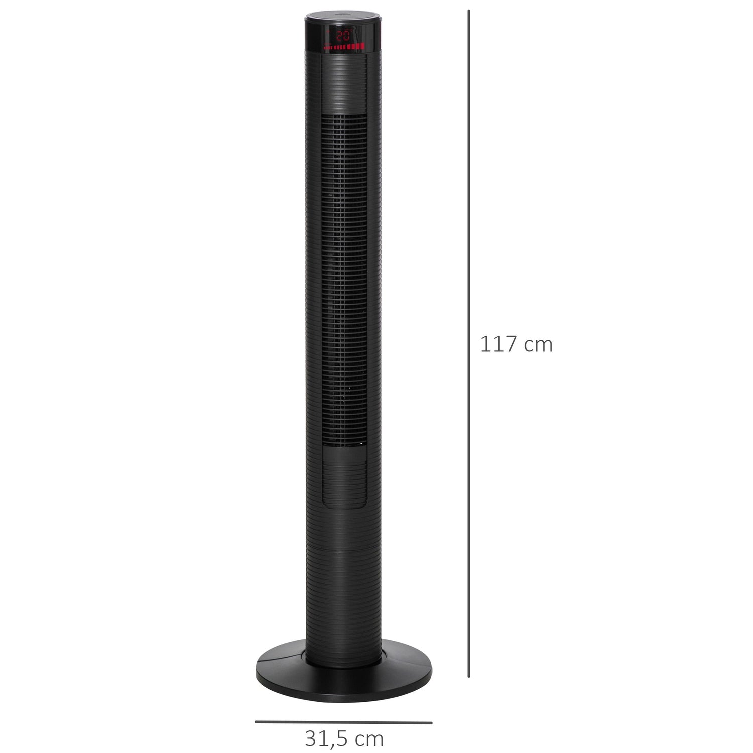 Tornfläkt med fjärrkontroll, 70° oscillation, timer, svart