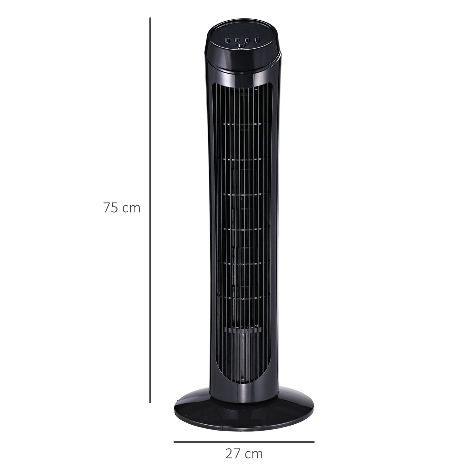 Tower piedestalfläkt, 3 hastigheter, 70° oscillation, 45W, svart